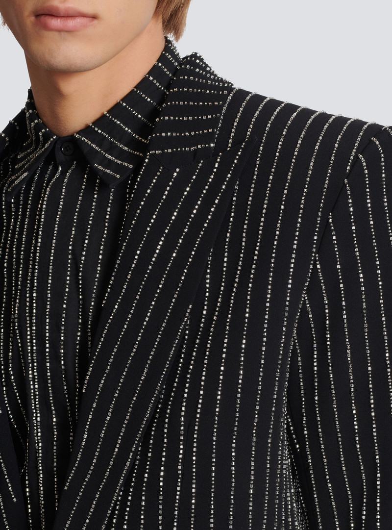 1-button wool jacket with crystal stripes 8