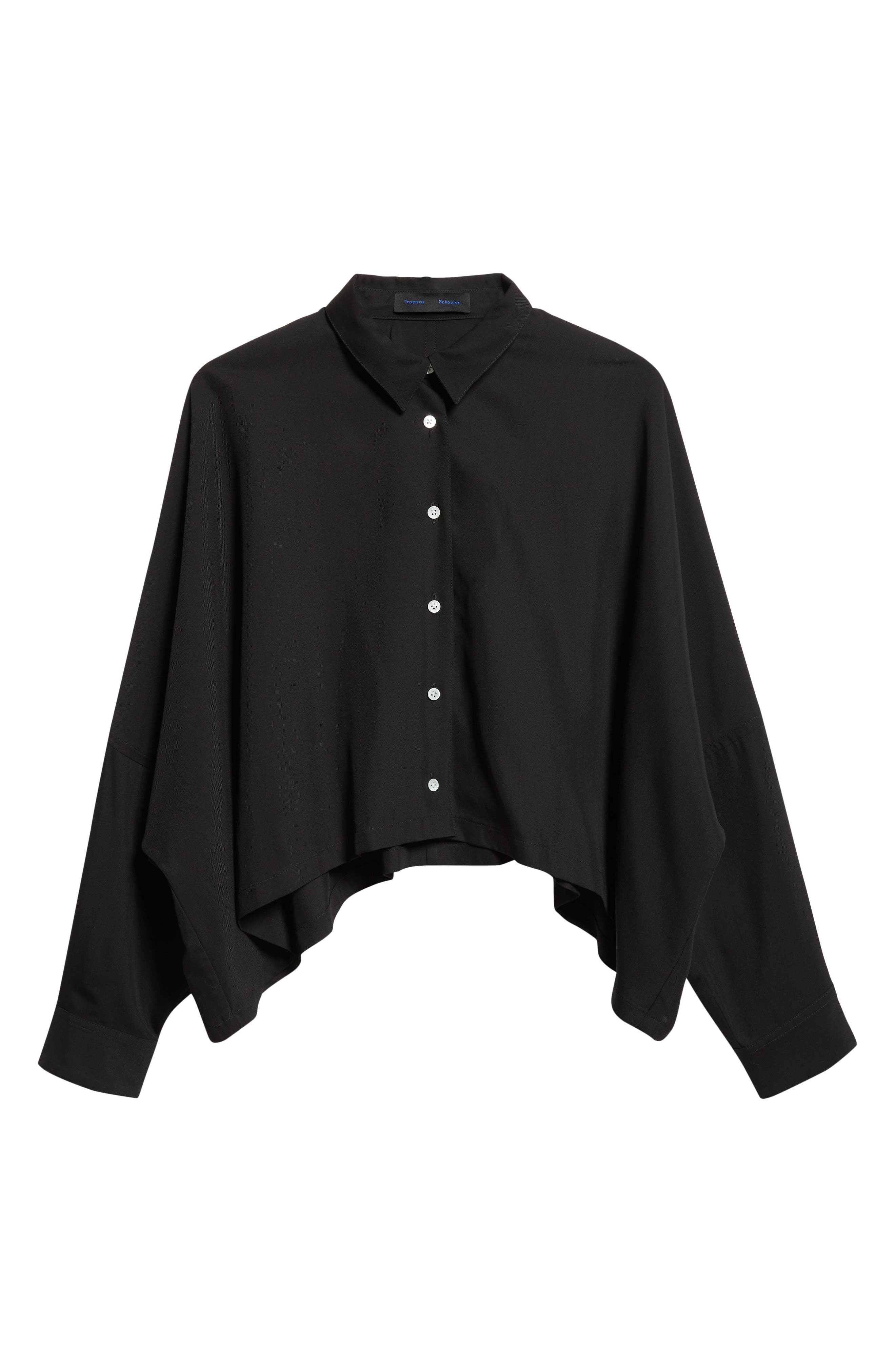 Proenza Schouler Zad Classic Twill Button-Up Top in Black at Nordstrom - 6