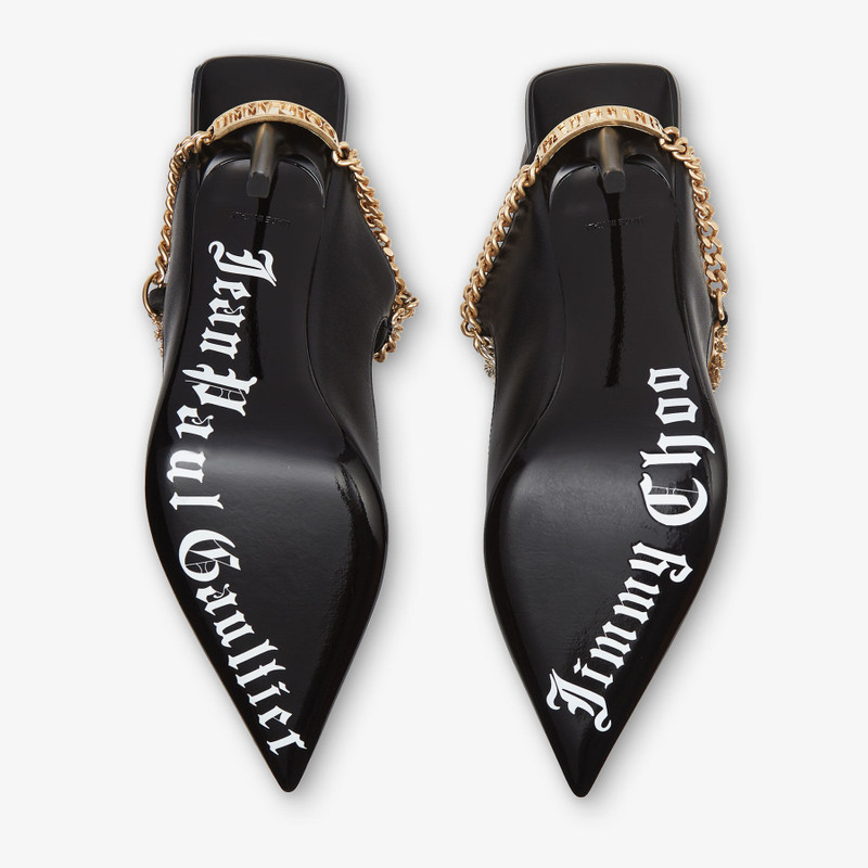 Jimmy Choo / Jean Paul Gaultier Bing 90 Black Calf Leather Mules with Jewellery 6