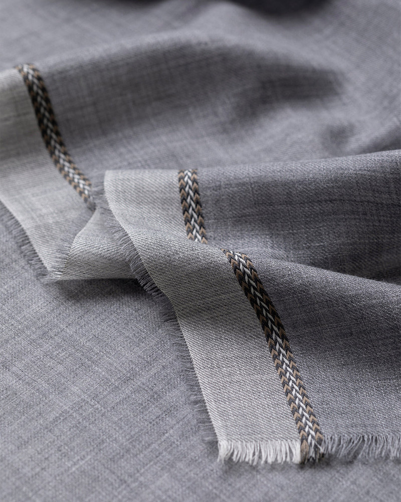 Ives Grey Chevron Border Cashmere Scarf 4