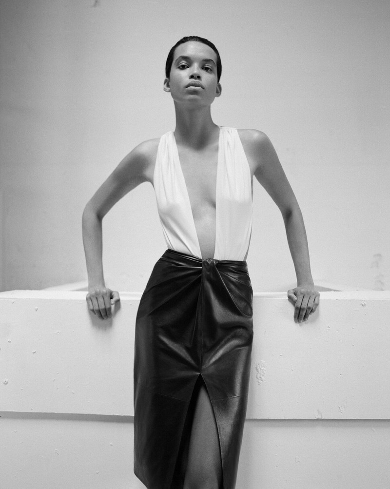 SAINT LAURENT twist pencil skirt in lambskin outlook