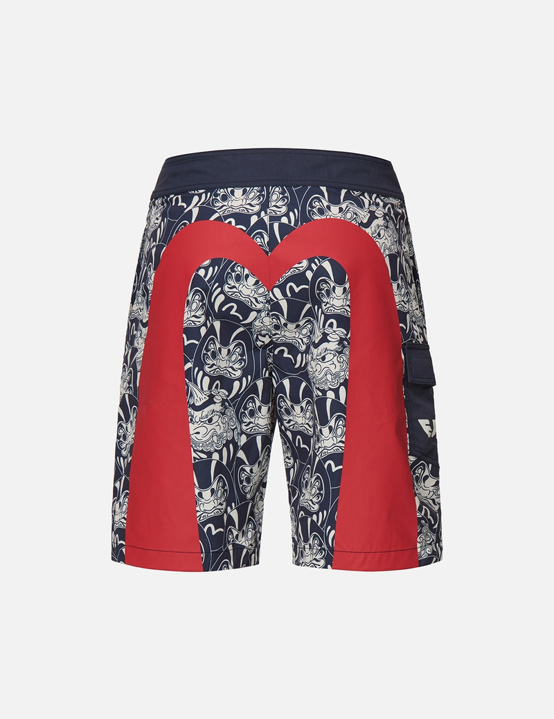 EVISU ALLOVER DARUMA BUDDIES PRINT BOARD SHORTS outlook