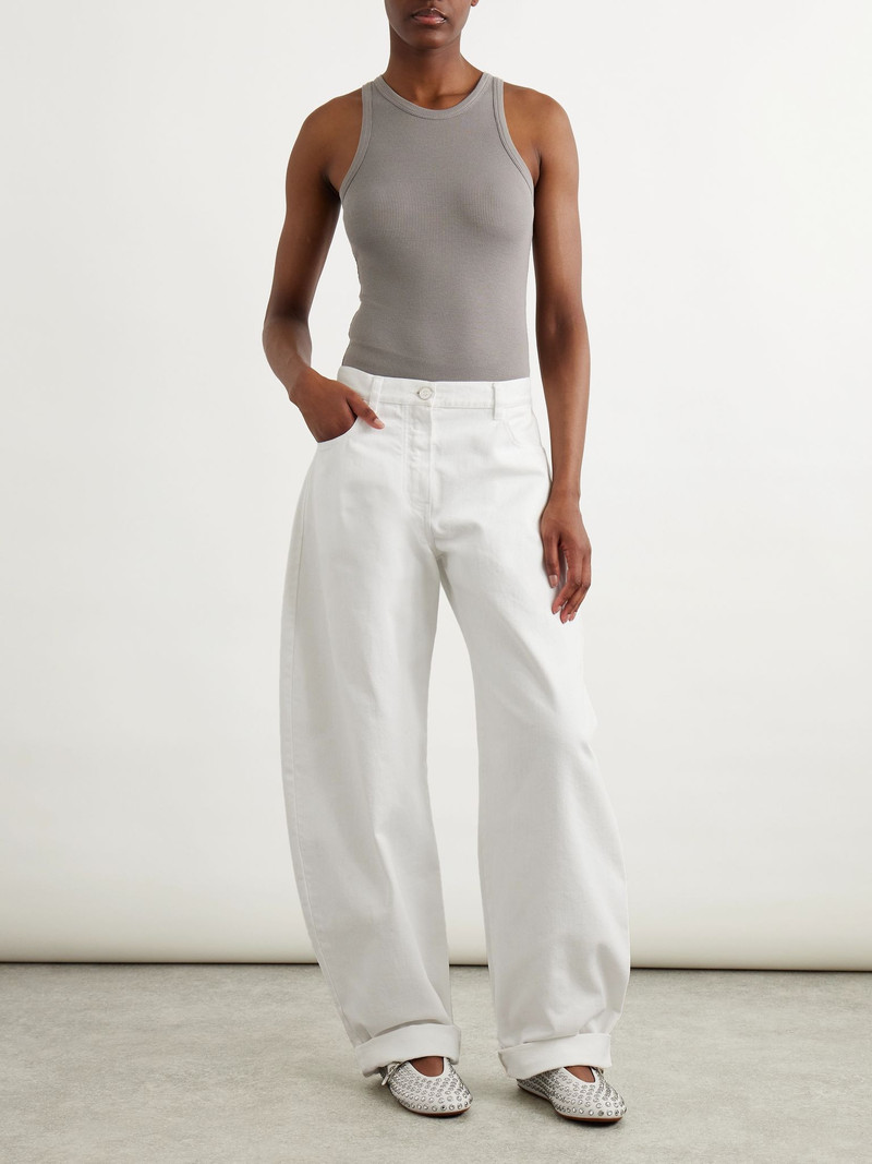 Alaïa Mid-rise barrel-leg jeans White outlook