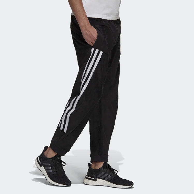 Men's adidas Bundle Feet Stripe Sports Pants/Trousers/Joggers Black H47893 - 4