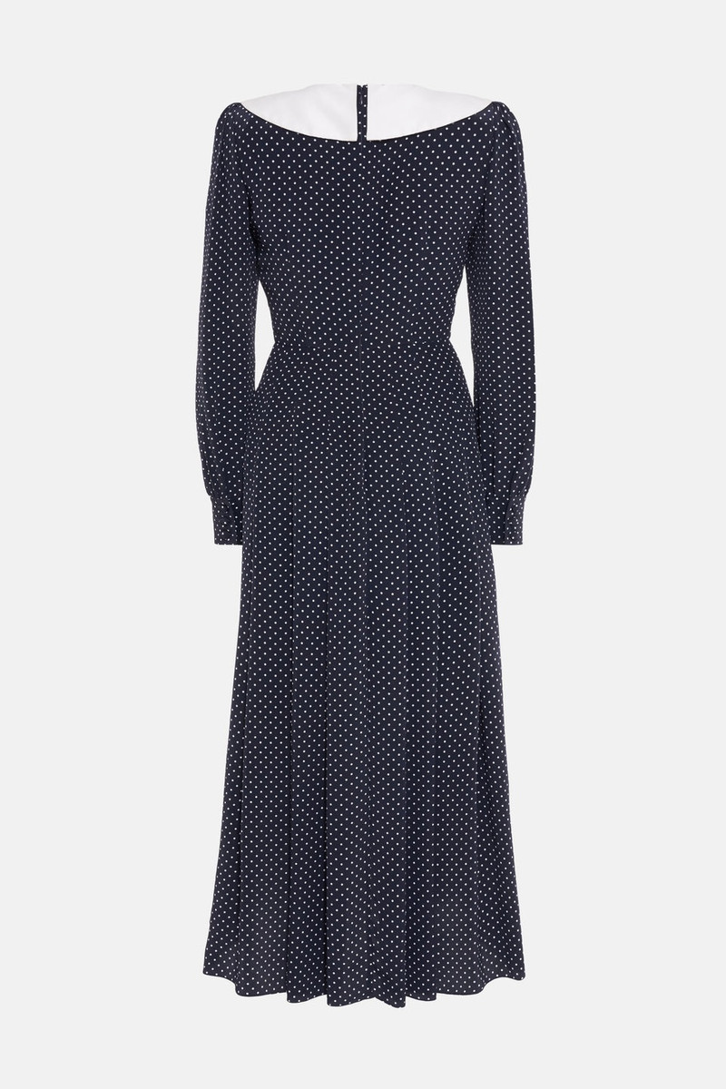 POLKA DOT SILK DOUBLE BREASTED DRESS WITH BOW 2