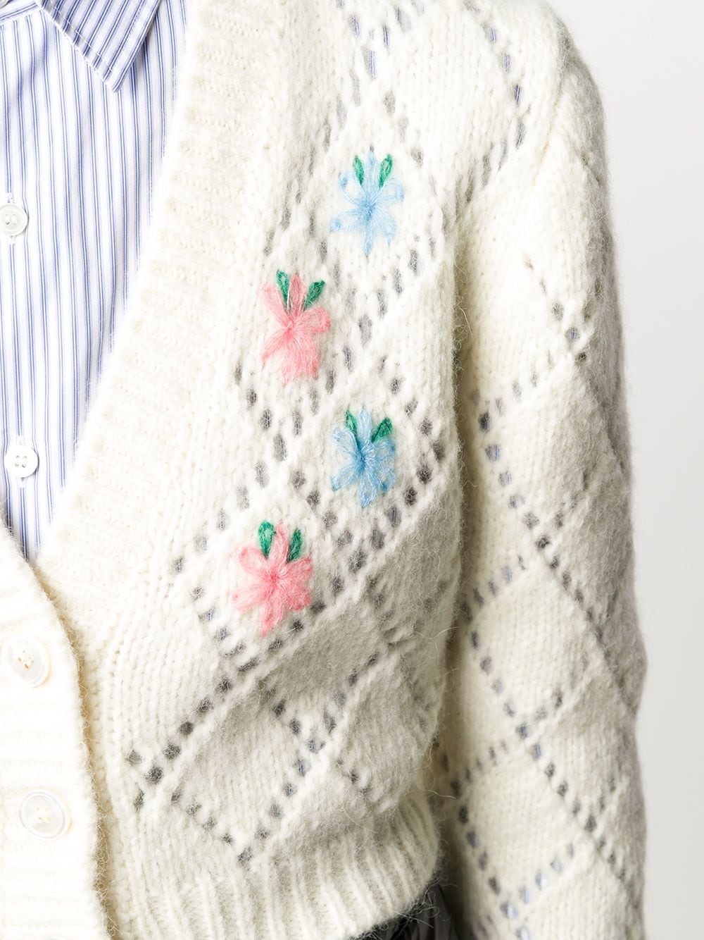 embroidered pointelle knit cardigan - 5