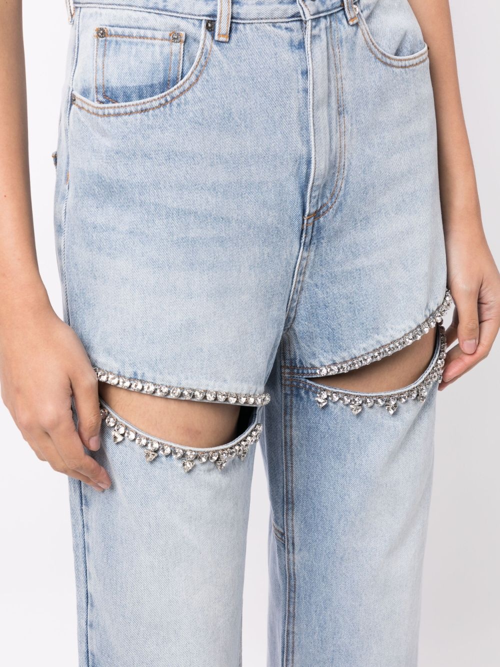 crystal-embellished straight-leg jeans - 5