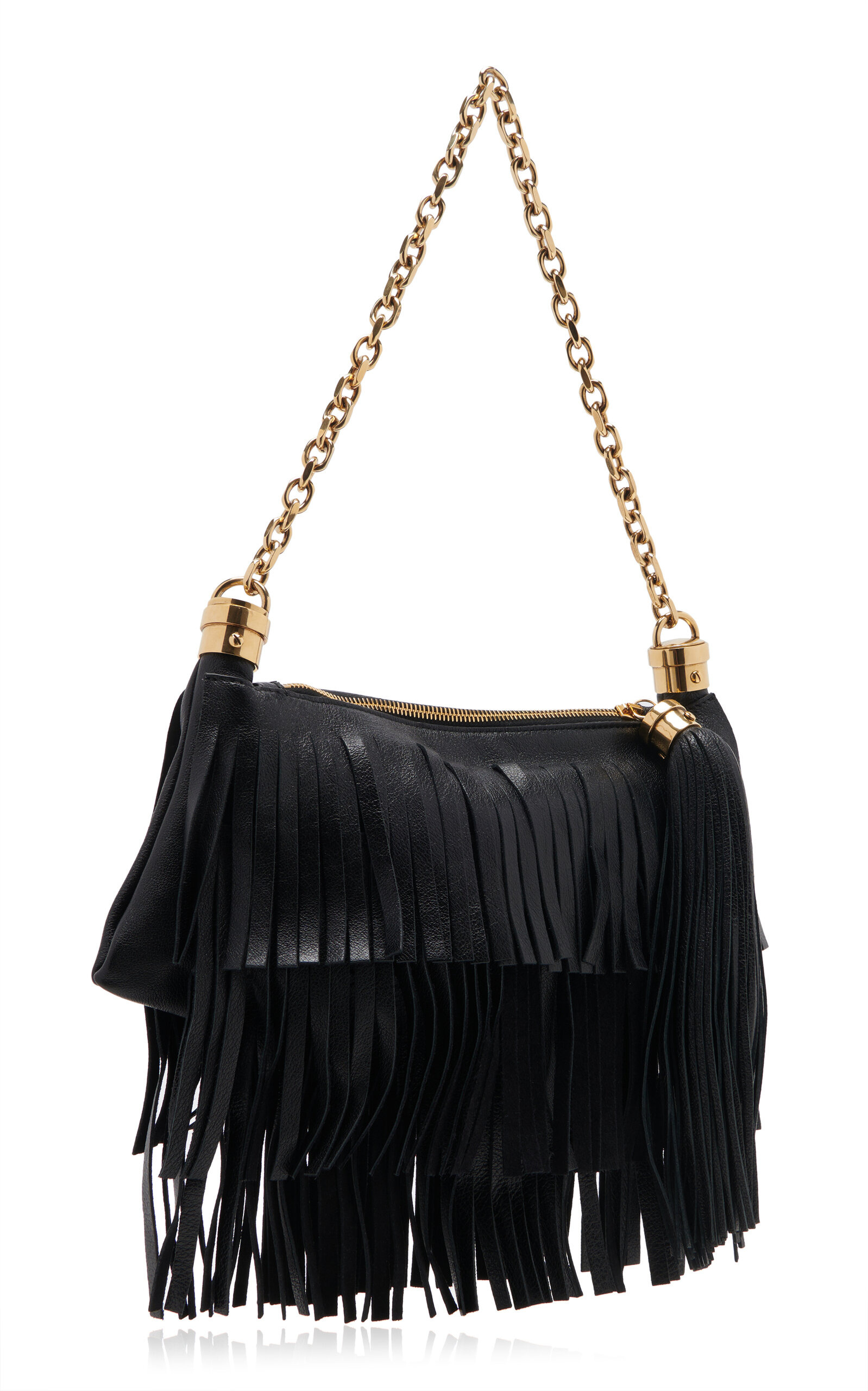Fringed Leather Foulard Bag black - 3