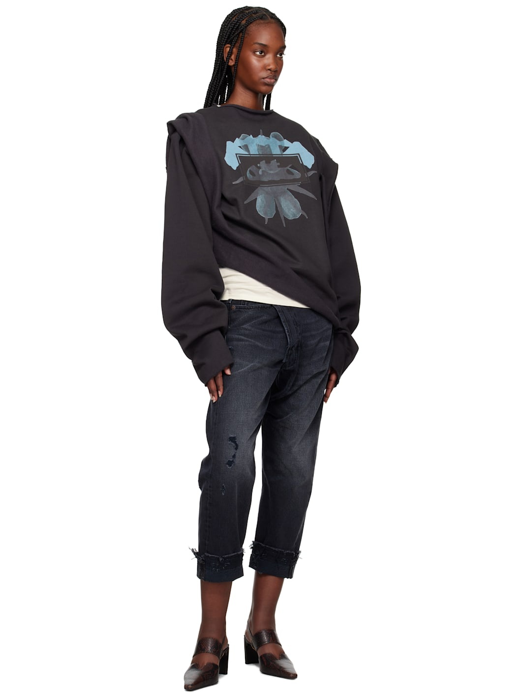 Black Crossover Jeans - 4
