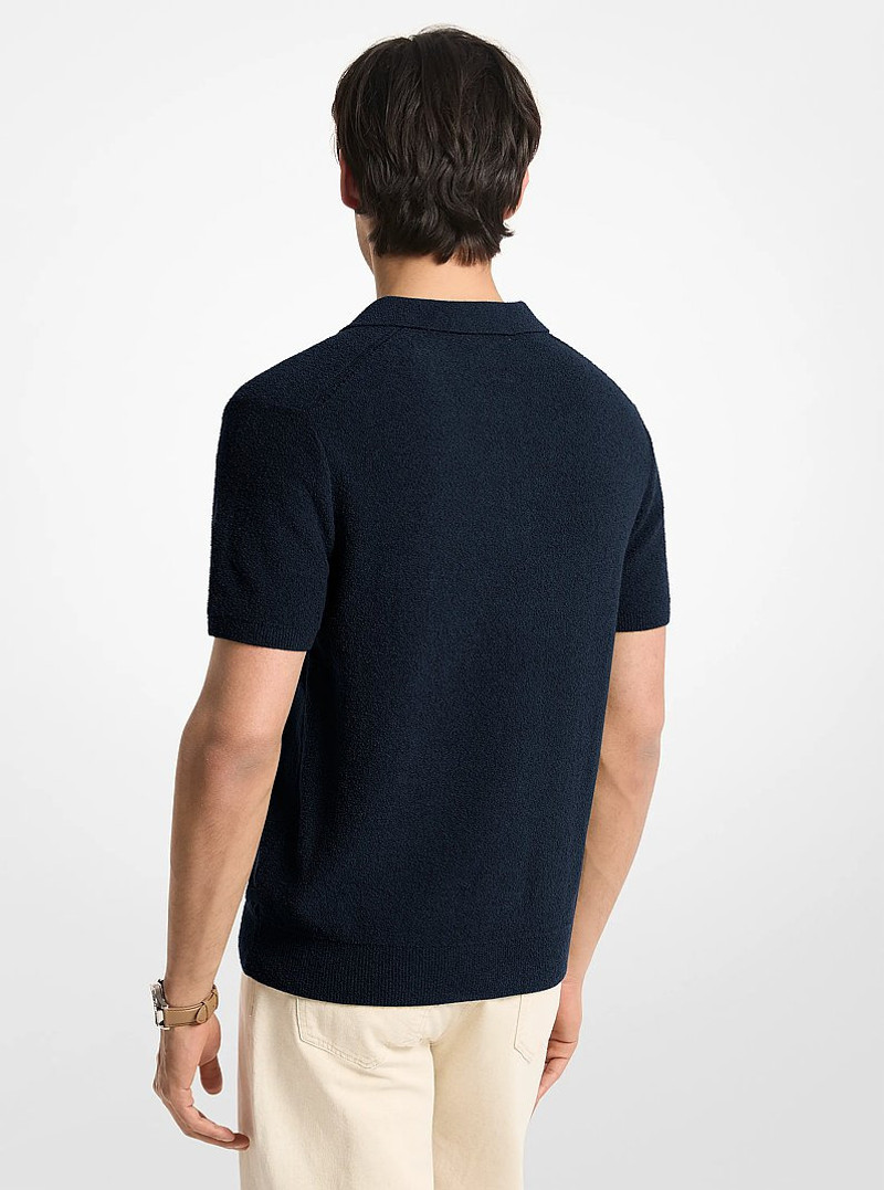 MICHAEL KORS Boucle Cotton Blend Short-Sleeve Polo Sweater outlook
