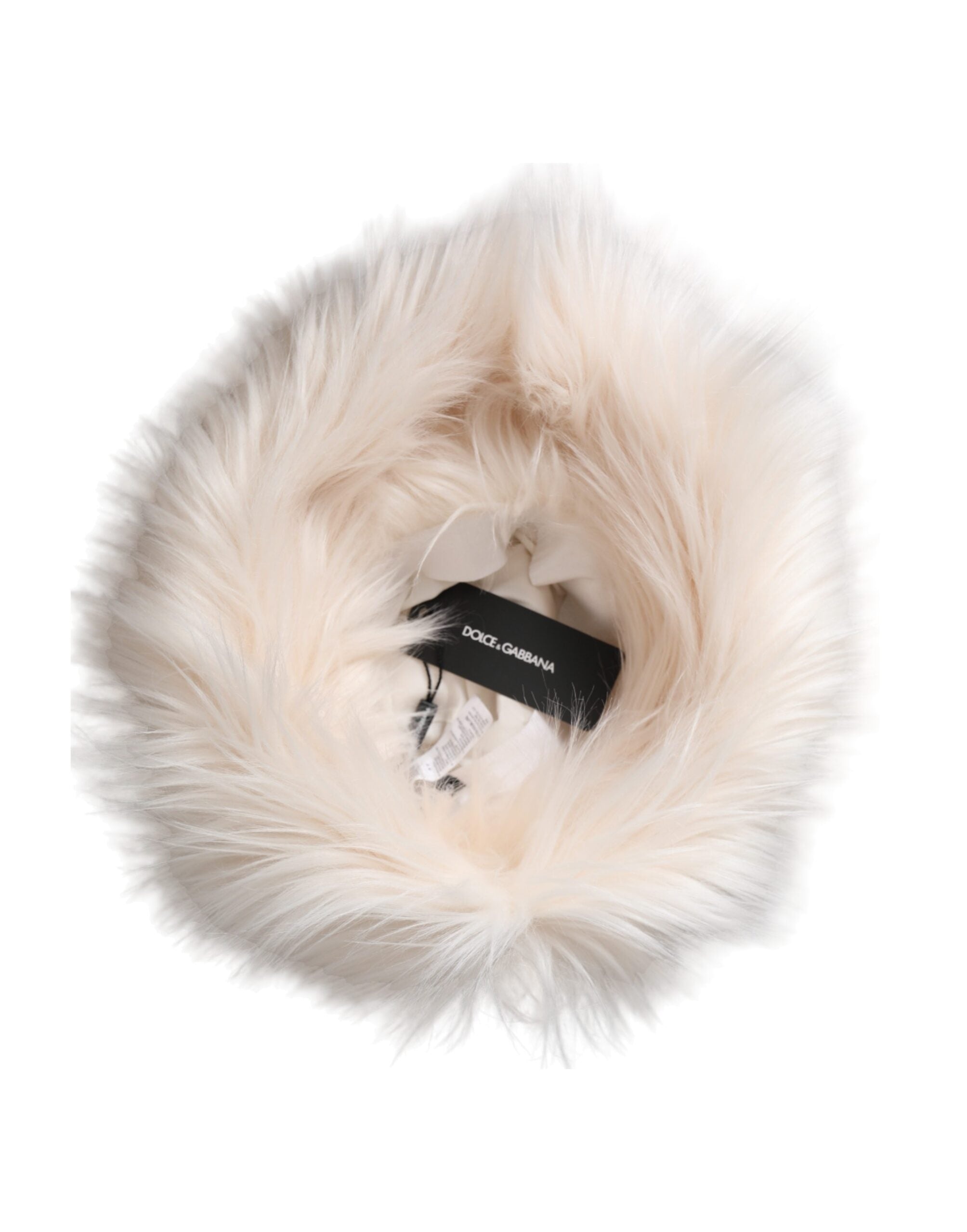 Dolce & Gabbana White Acrylic Fur Womens Bucket Hat DOLCE & GABBANA Hat Black Acrylic Fur Womens Bucket Capello  main image 2