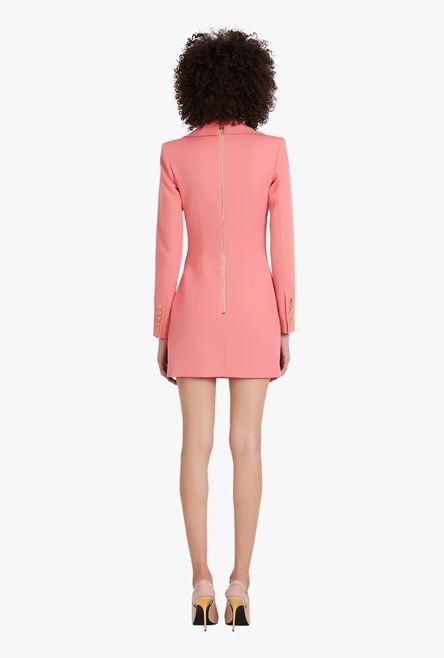 Salmon pink draped wool dress - 3