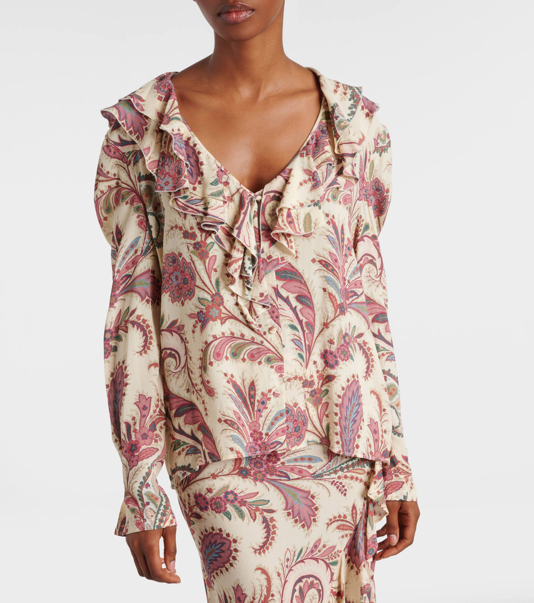 Printed ruffled blouse - 6