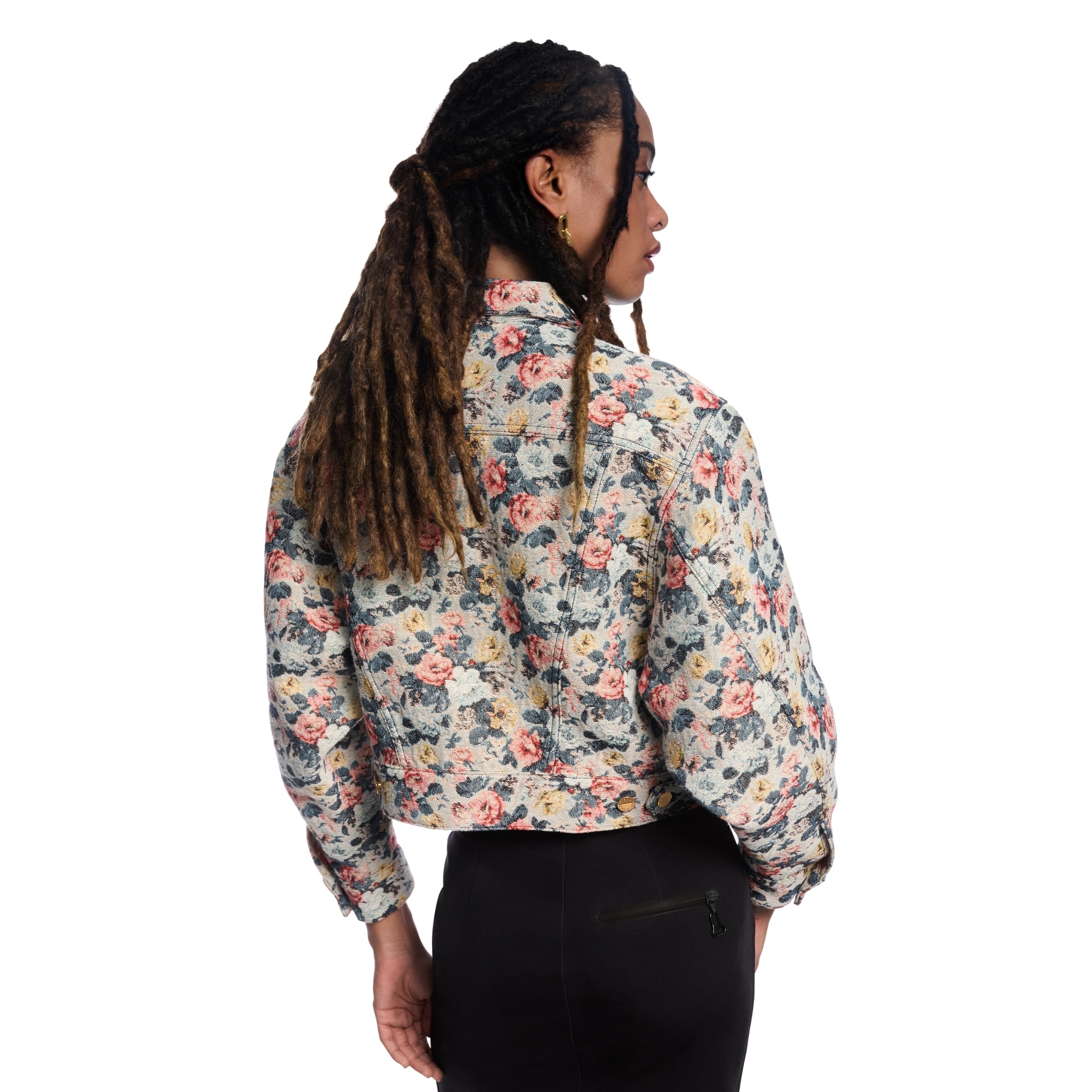 Cropped Floral Jacquard Jacket - 5