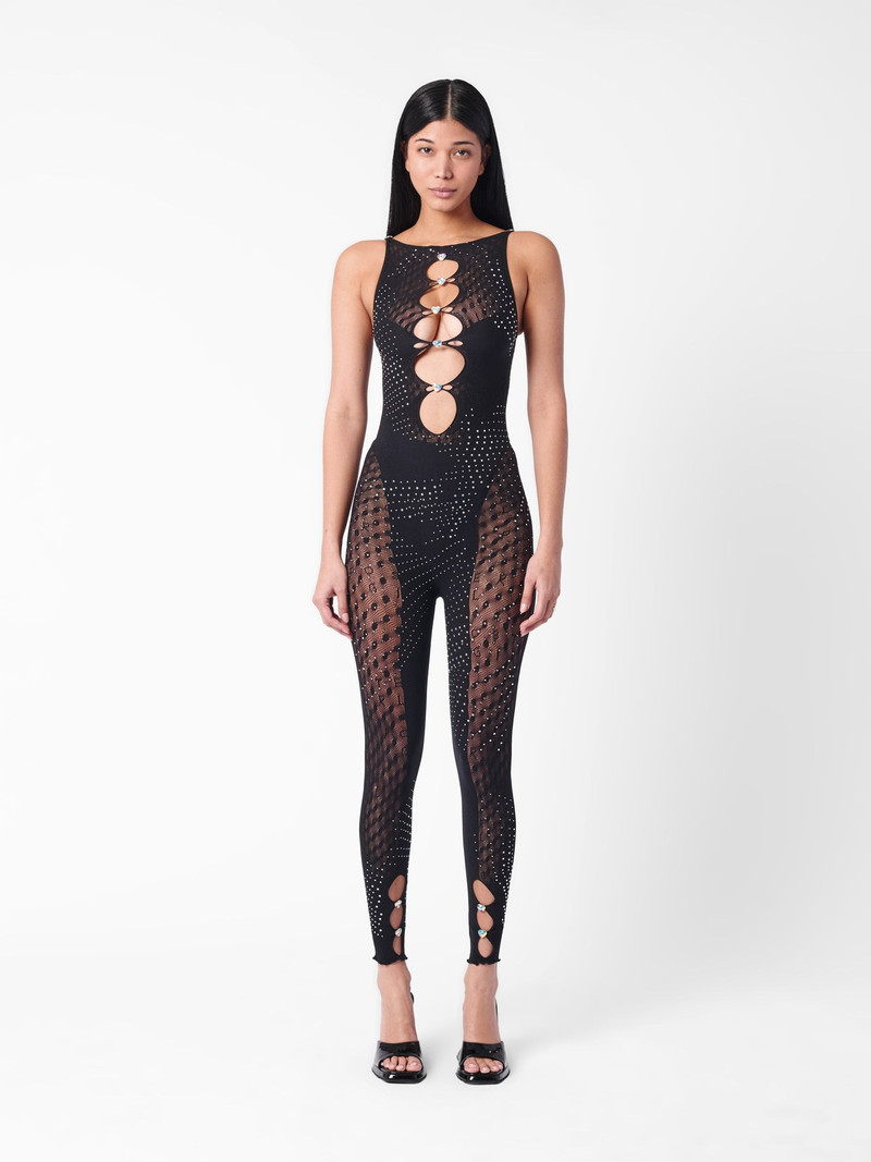 POSTER GIRL RHINESTONED JANICE JUMPSUIT JET BLACK outlook