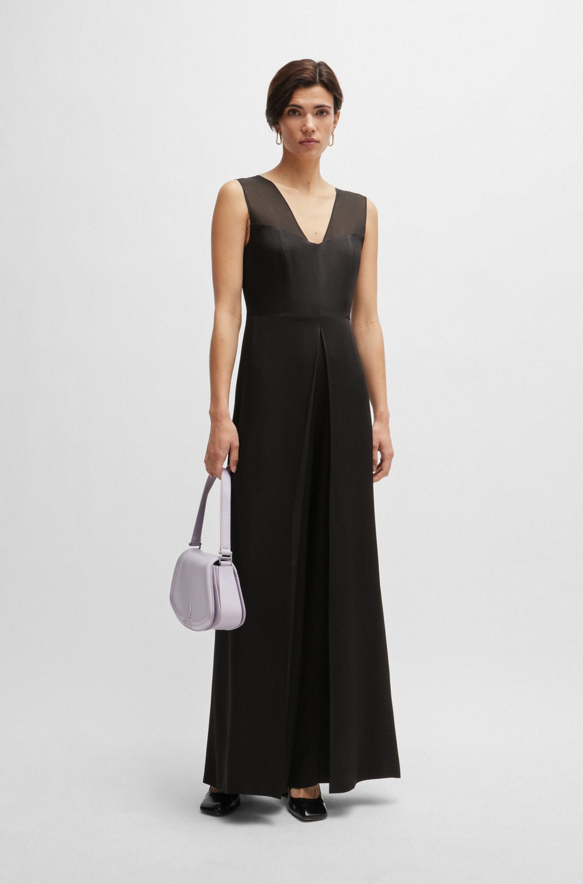 JUMPSUIT IN LUSTROUS FABRIC WITH LAYERED EFFECT - 2