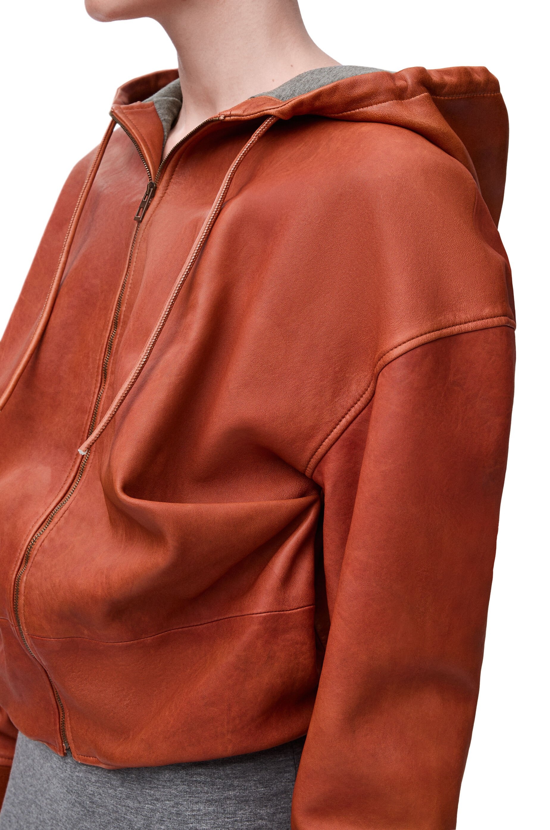 Draped hoodie in nappa lambskin - 5