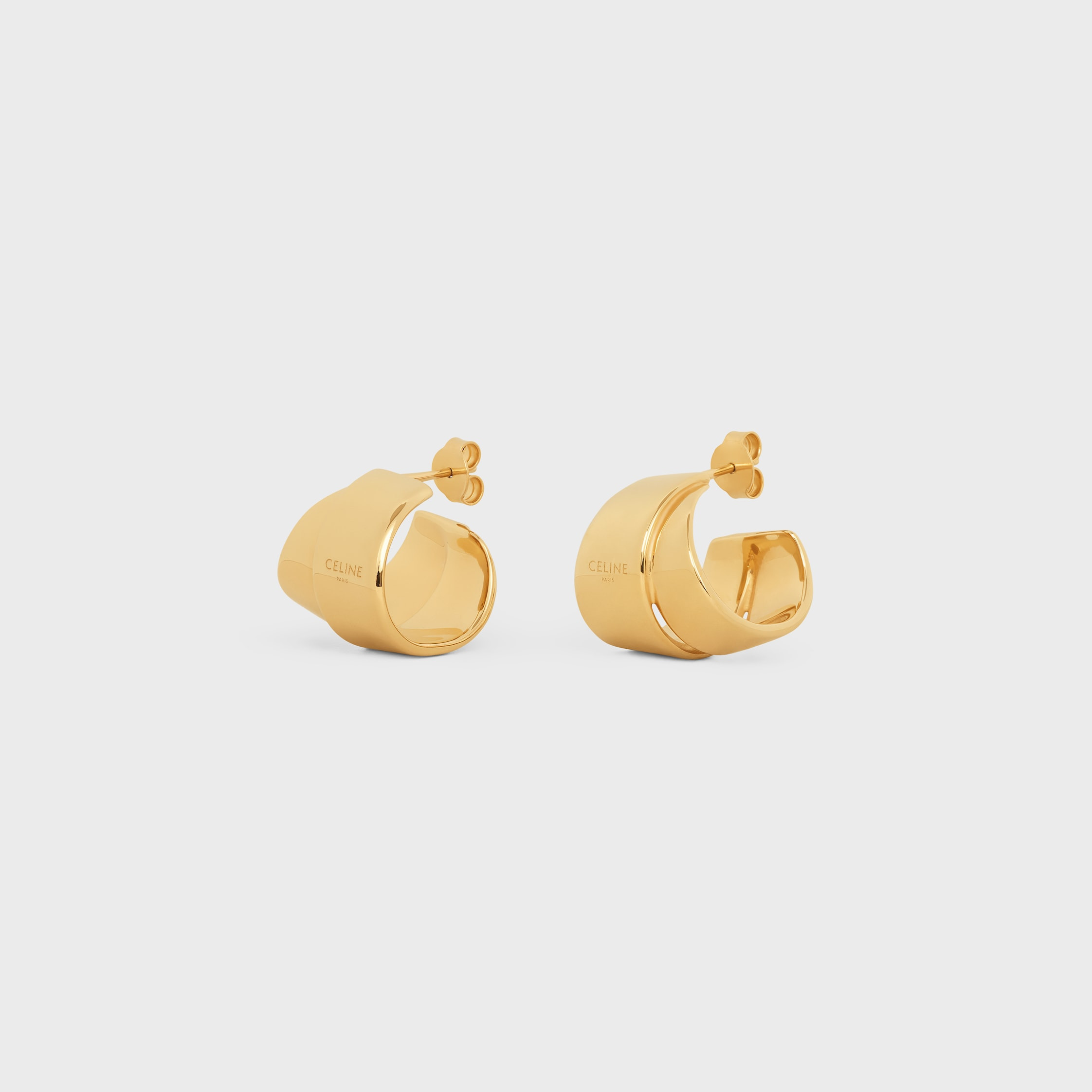 Formes Abstraites Ribbon Hoops in Brass with Gold Finish - 2