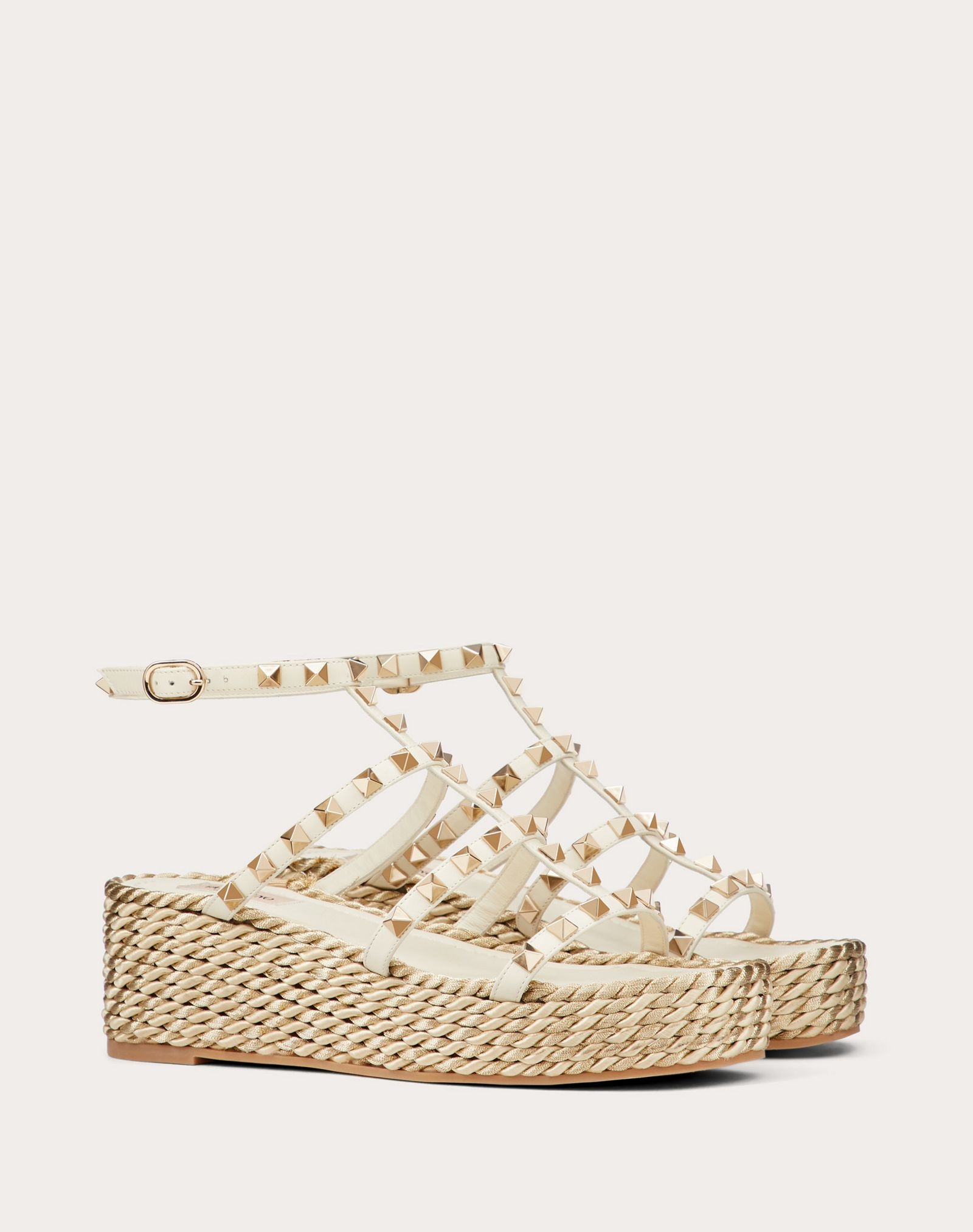 Rockstud Wedge Sandal with Calfskin Straps 55 mm - 2