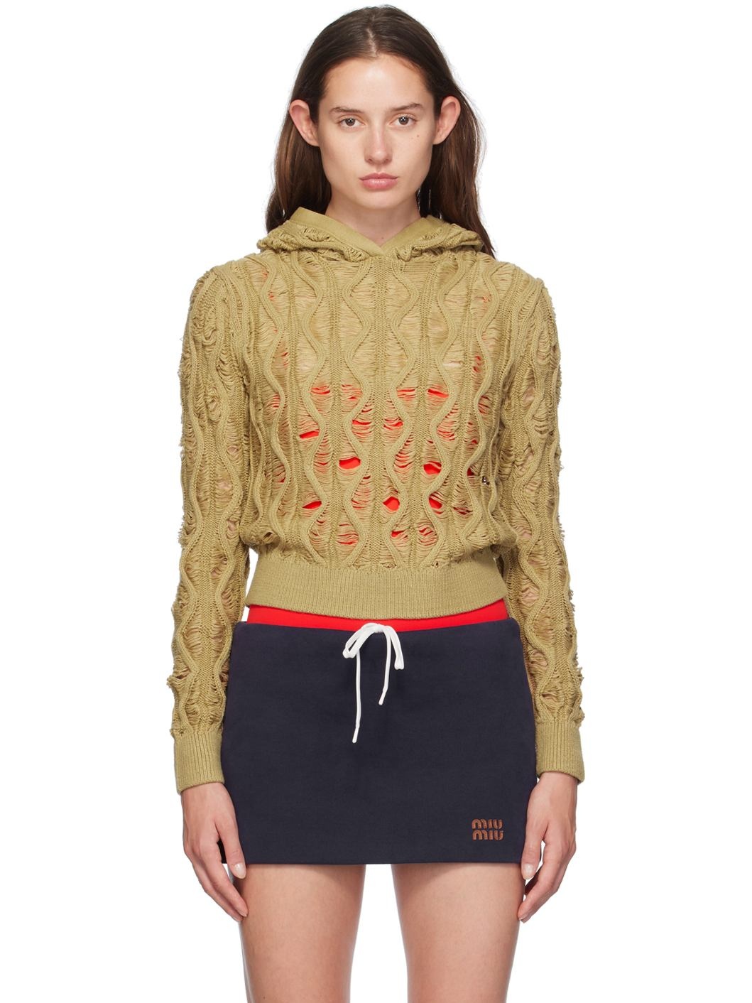 Beige Fudgy Sloping Hoodie - 1
