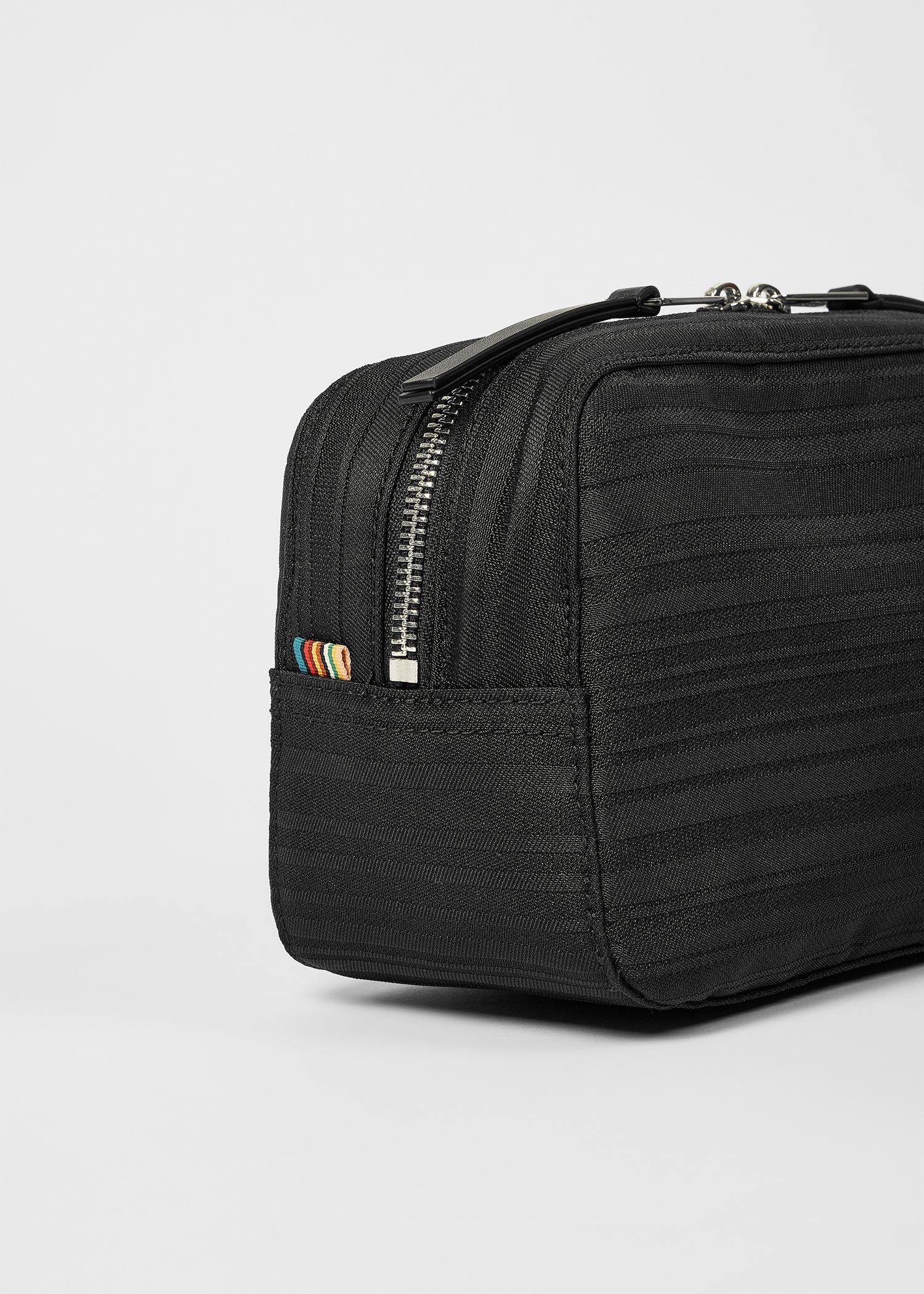 Black 'Shadow Stripe' Wash Bag - 5