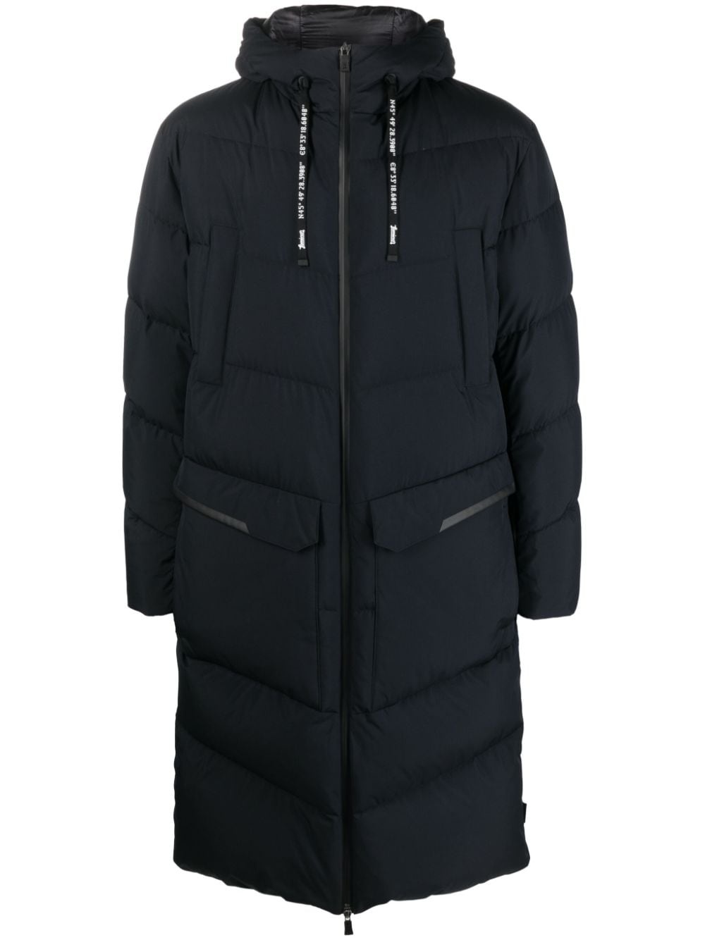 padded drawstring-hooded coat - 1