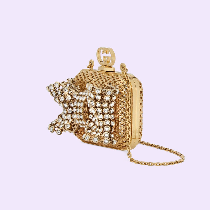 GUCCI Metal mini handbag with crystal bow outlook