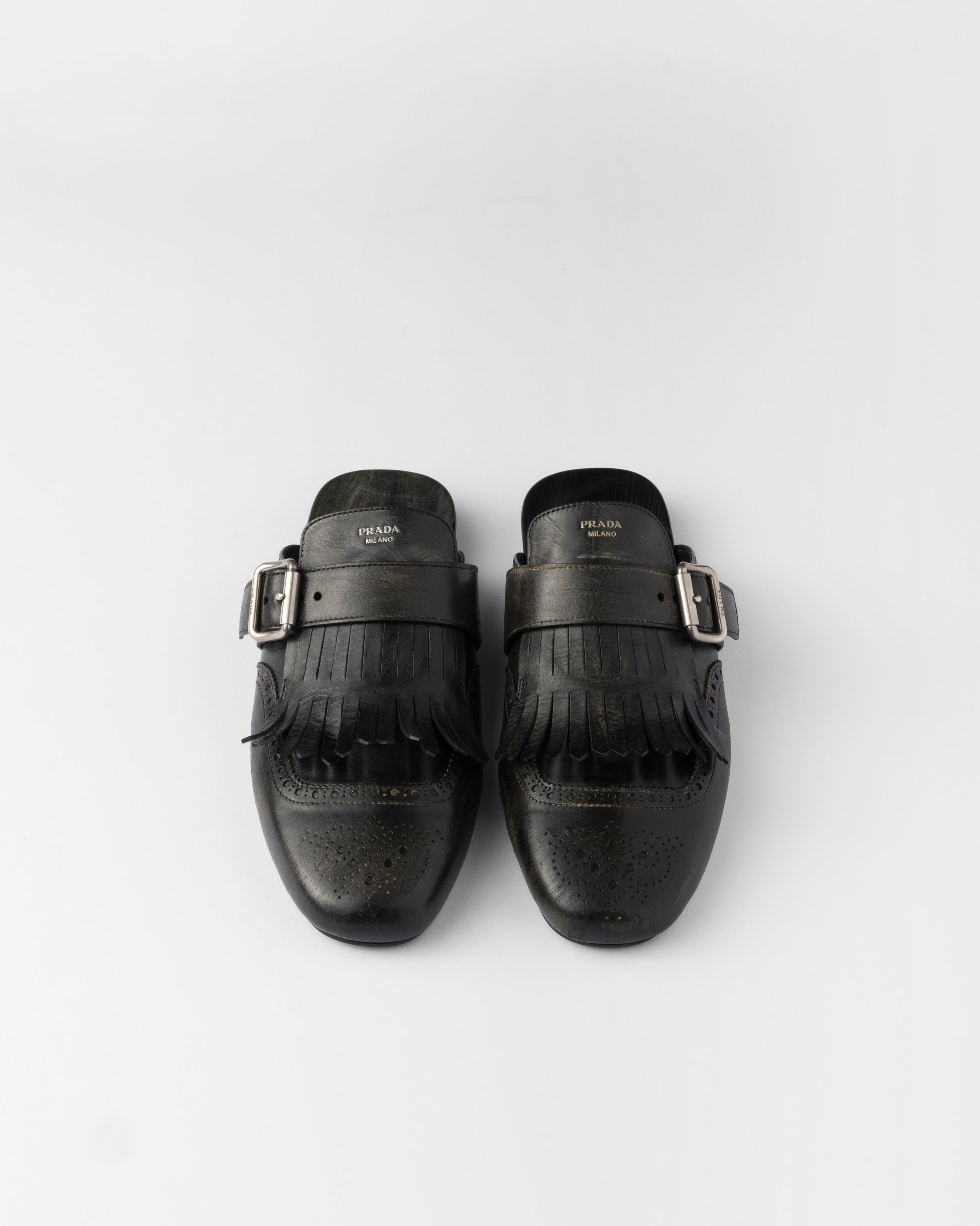 Shuffle fringed leather mules - 4