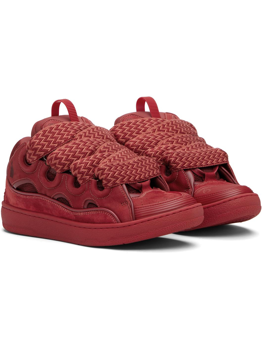 Red Curb Leather Sneakers - 4