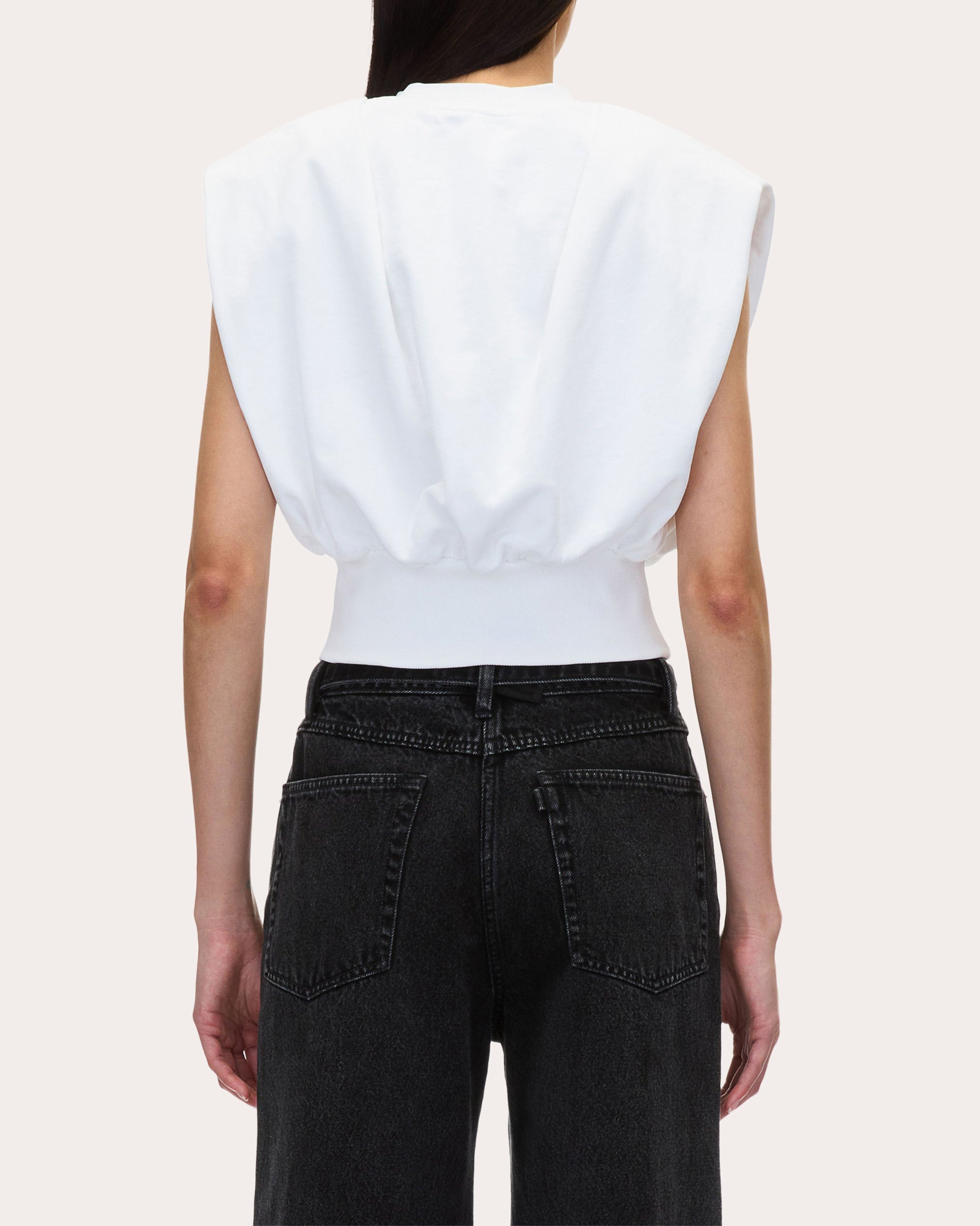 Gathered French Terry Sleeveless Knit Top - 2
