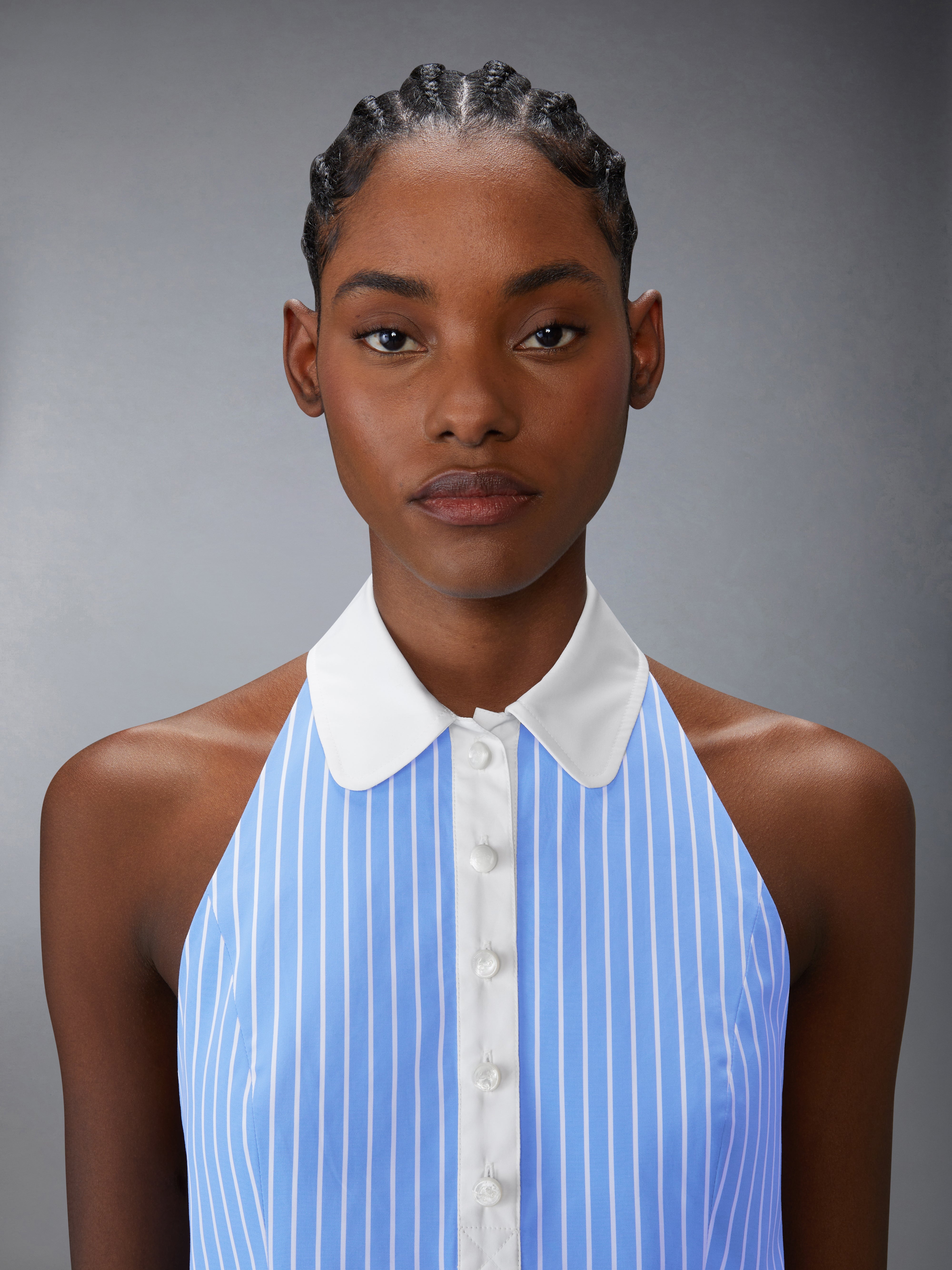 PINSTRIPE POPLIN POLO HALTER TOP - 6