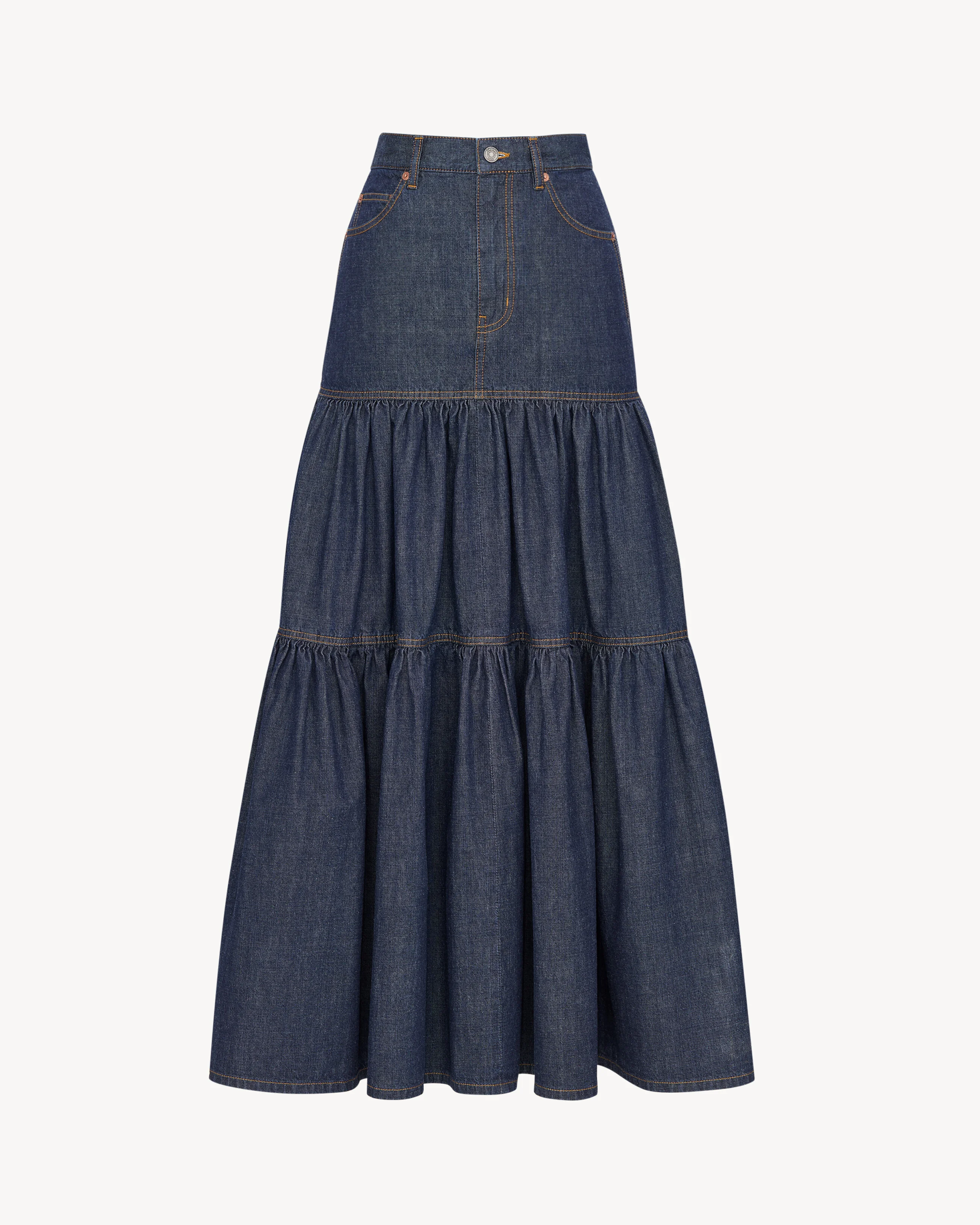 LONG SKIRT IN INDIGO DENIM - 1