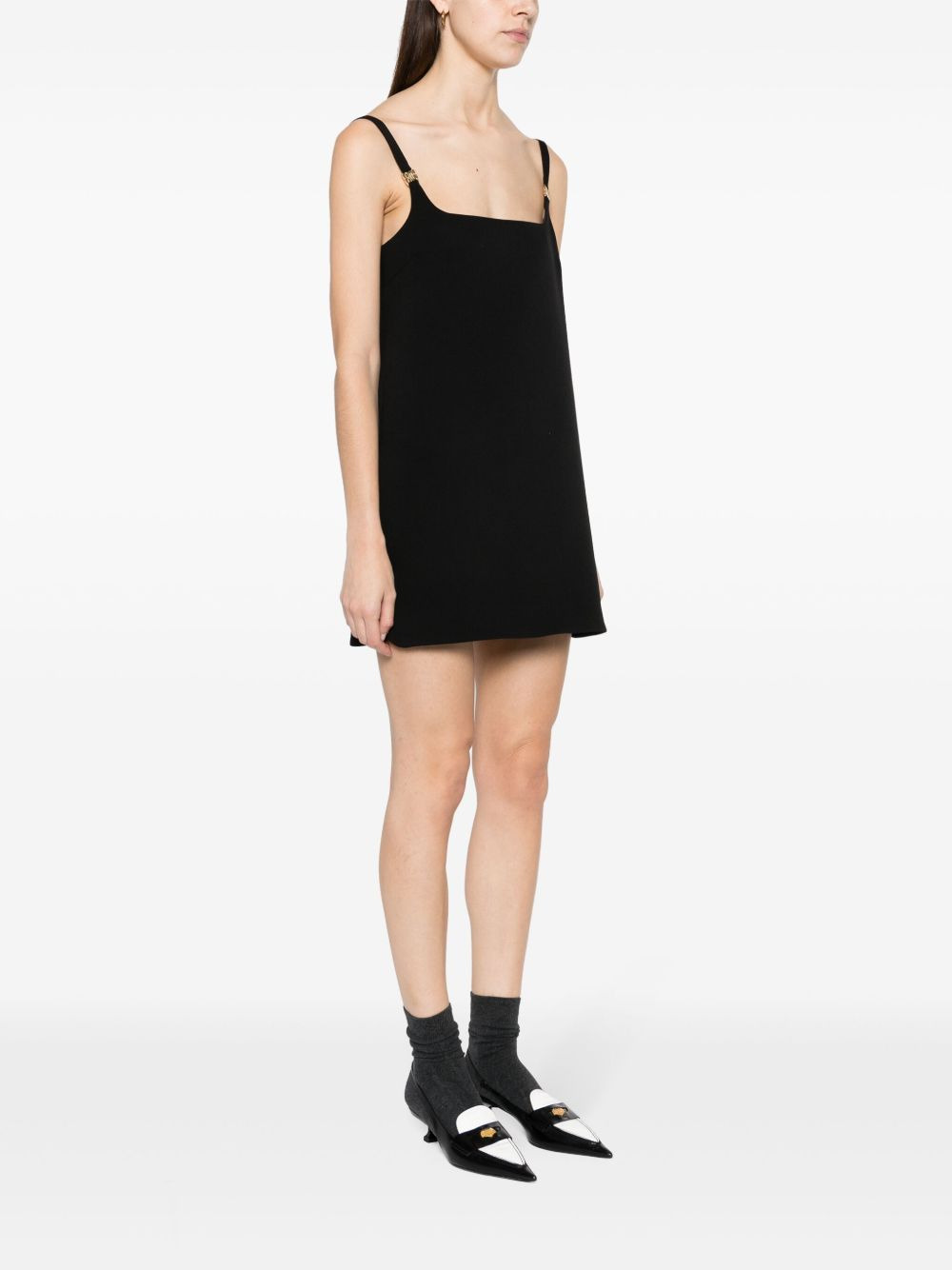 logo-plaque wool minidress - 3