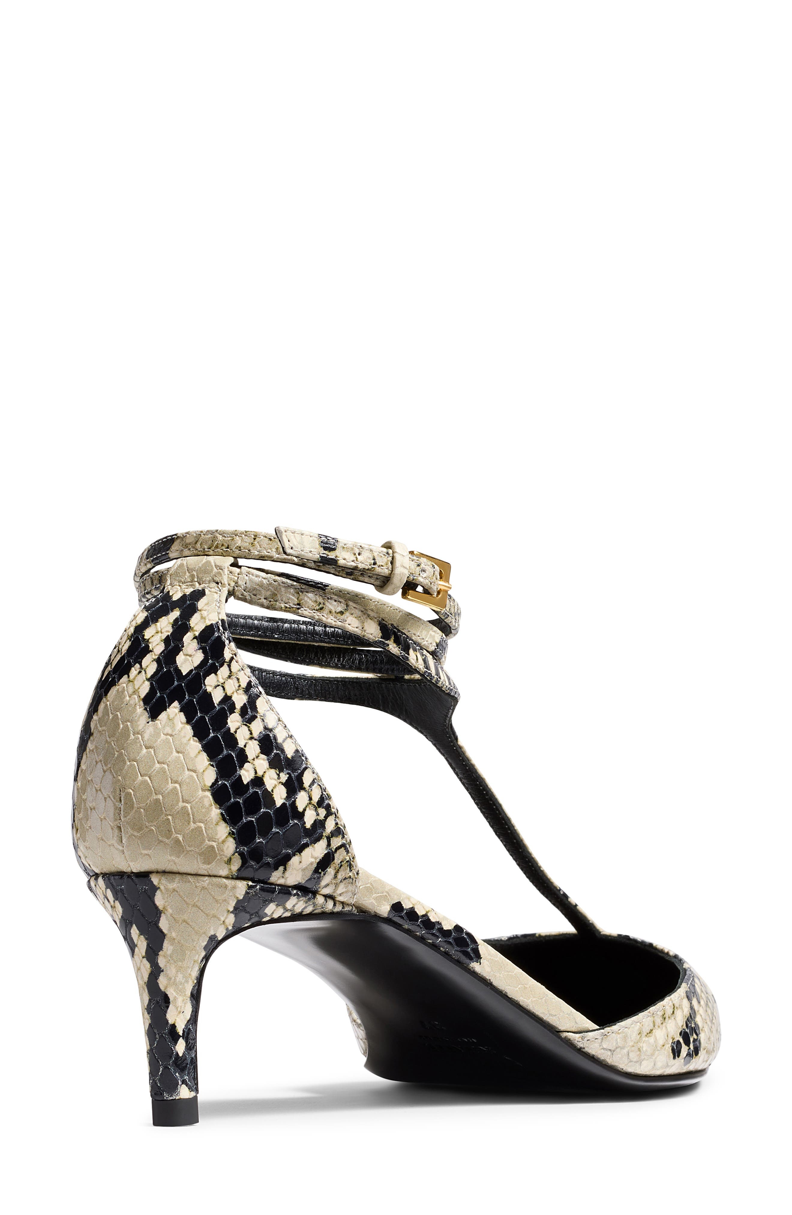 Khaite Mia Kitten Heel Pointed Toe T-Strap Pump in Natural at Nordstrom - 3