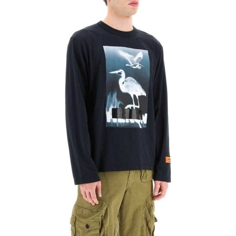 HERON PRESTON Censored Heron Long-Sleeve T-shirt 'Black White' HMAB026S23JER0011001 - 2