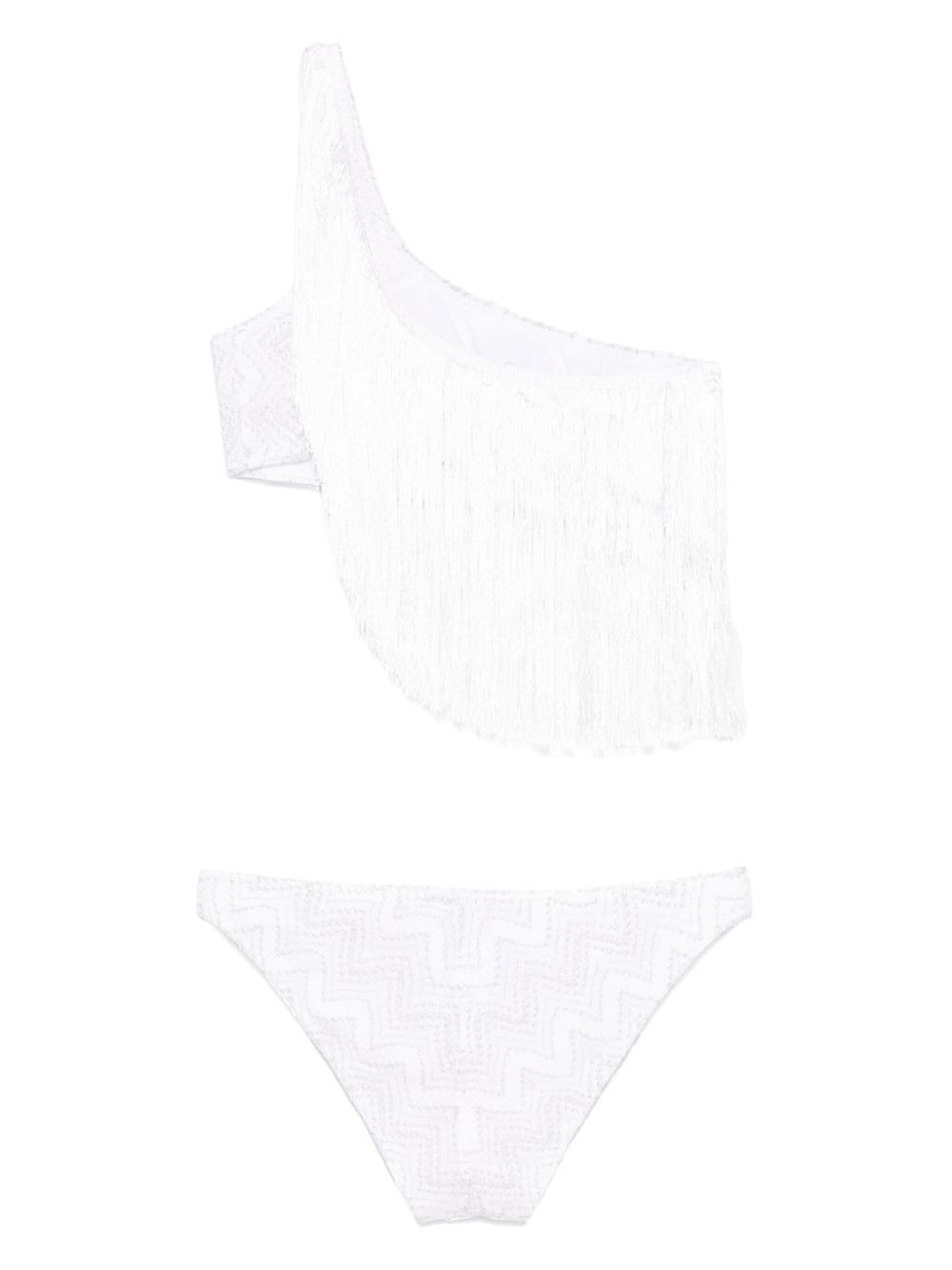 one-shoulder fringed bikini - 2
