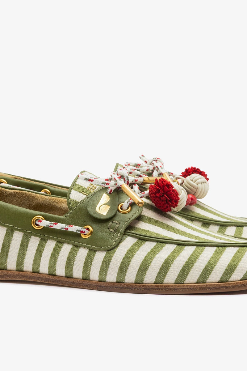 Cyprus Boat Shoe Seaweed Striped Canva 4