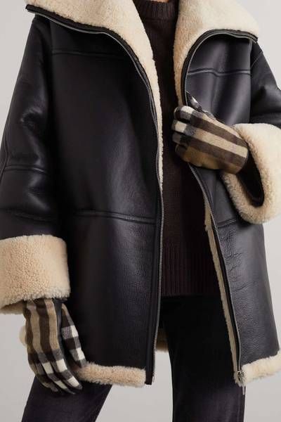 Burberry Checked wool and leather gloves outlook