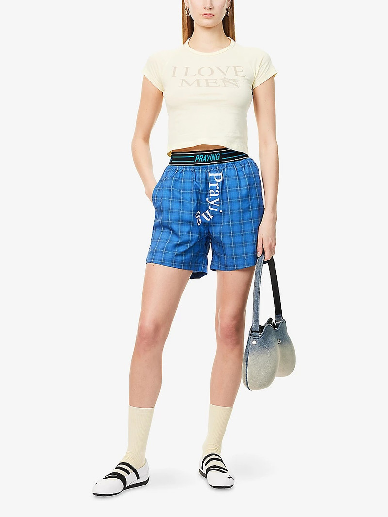Praying Checked Logo-Branded Cotton Boxer Shorts outlook