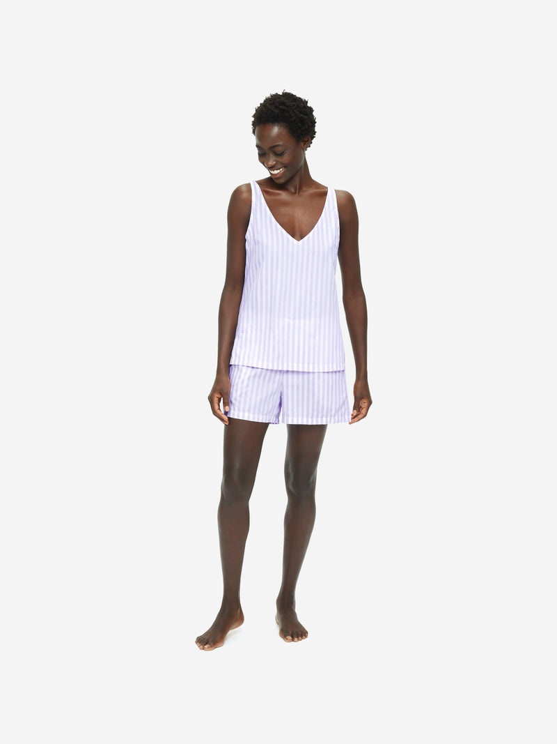 Women's Short Cami Pyjamas Capri 19 Cotton Lilac - 3