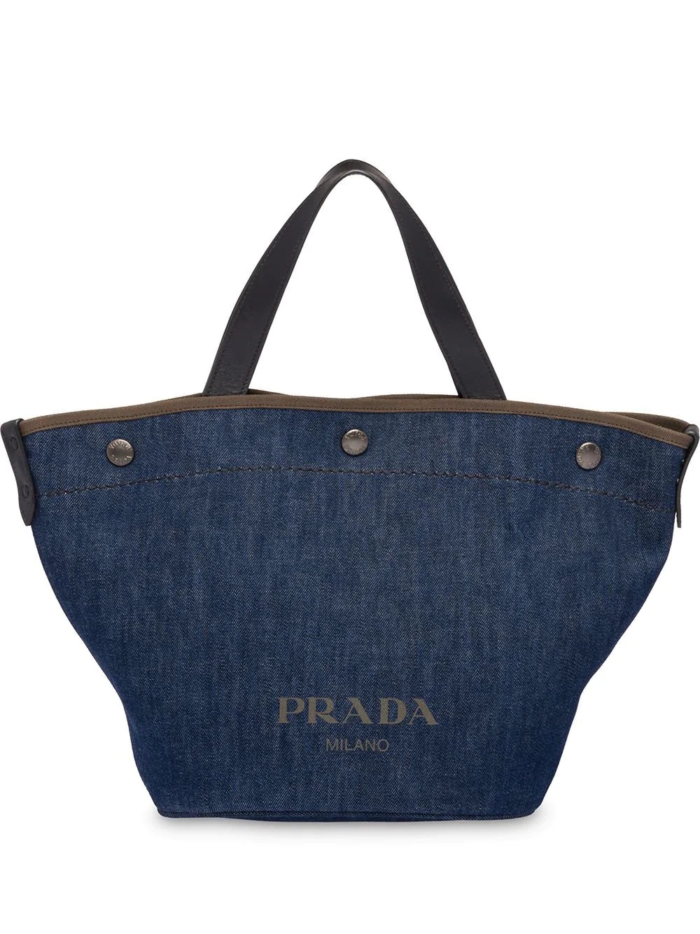 large denim and leather tote bag - 1