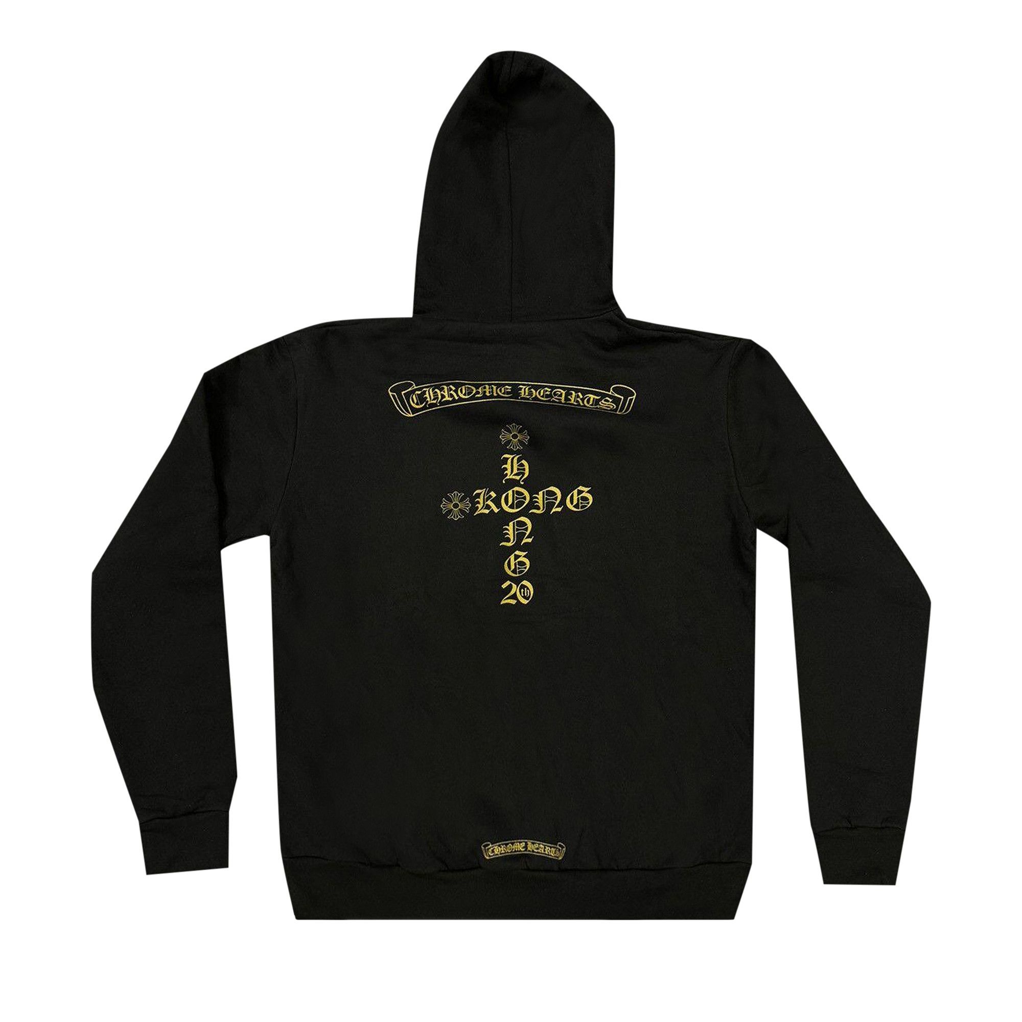 Chrome Hearts Hong Kong Exclusive Scroll Label Hoodie 'Black/Yellow' - 2