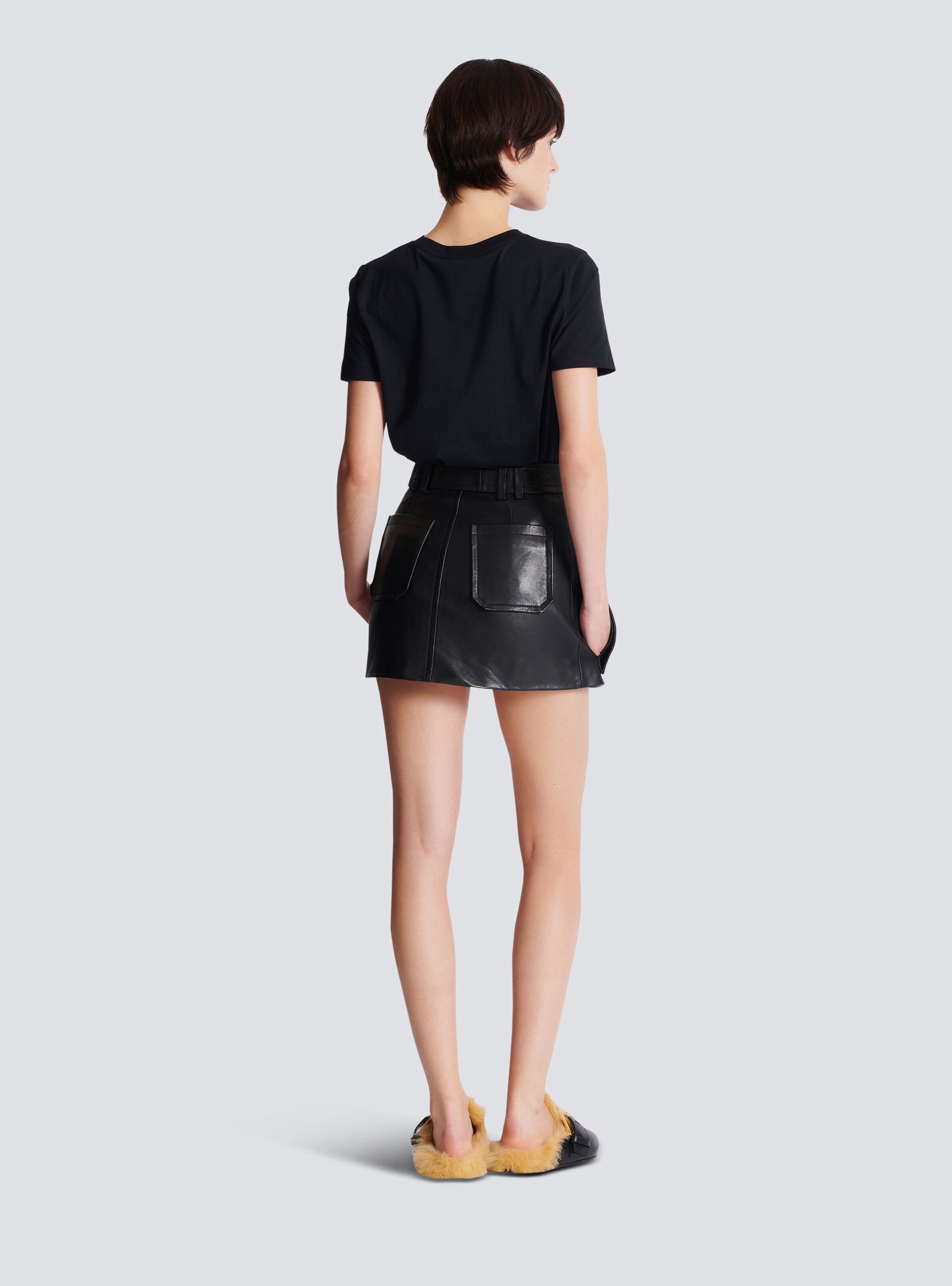 Short lambskin skirt - 4