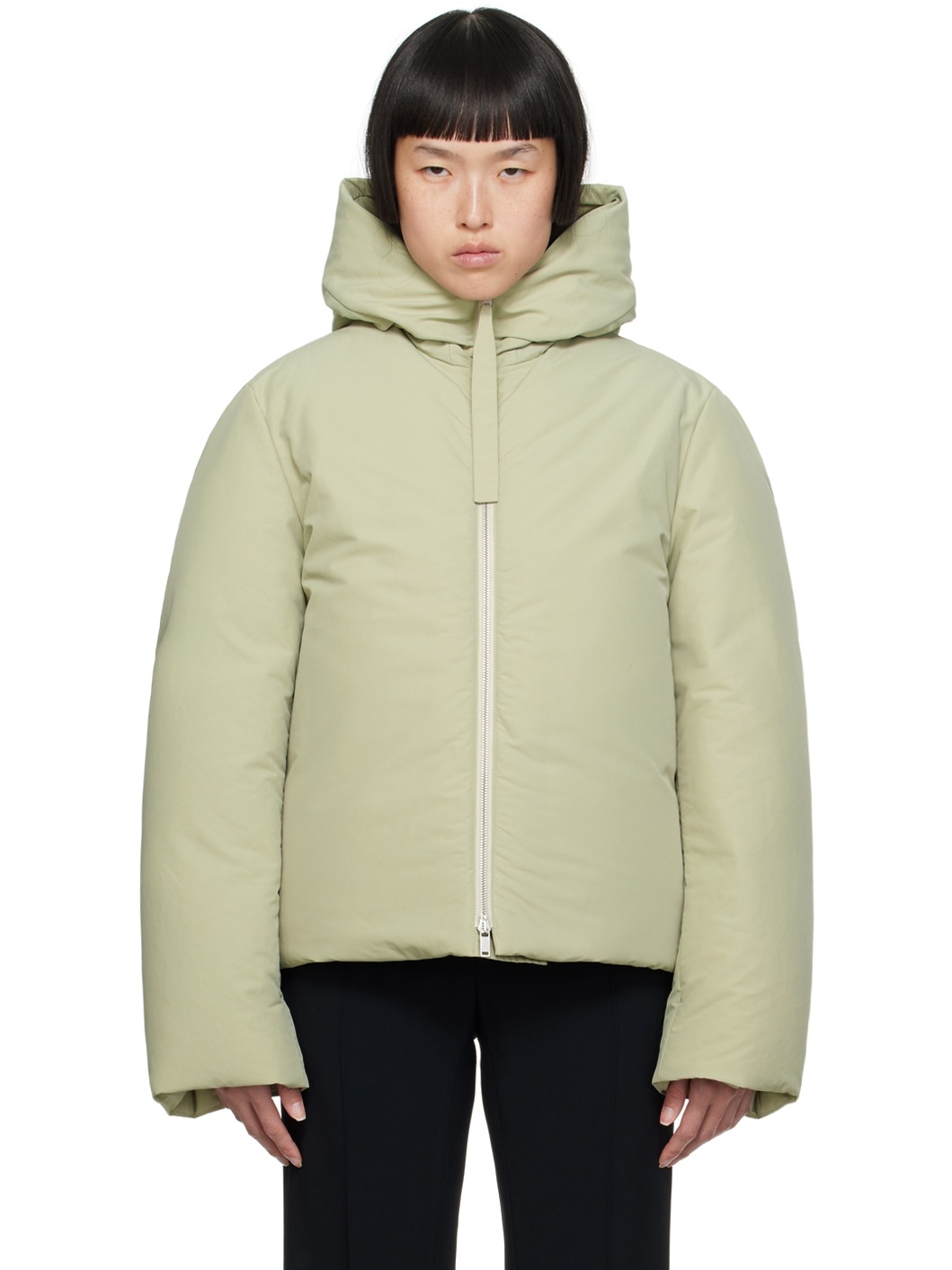 Green Hooded Down Jacket - 1