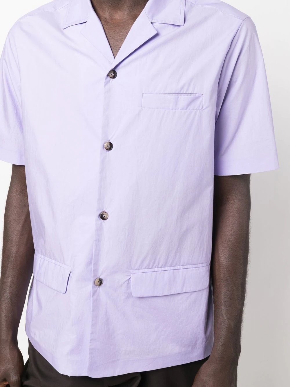 notched-collar cotton shirt - 5