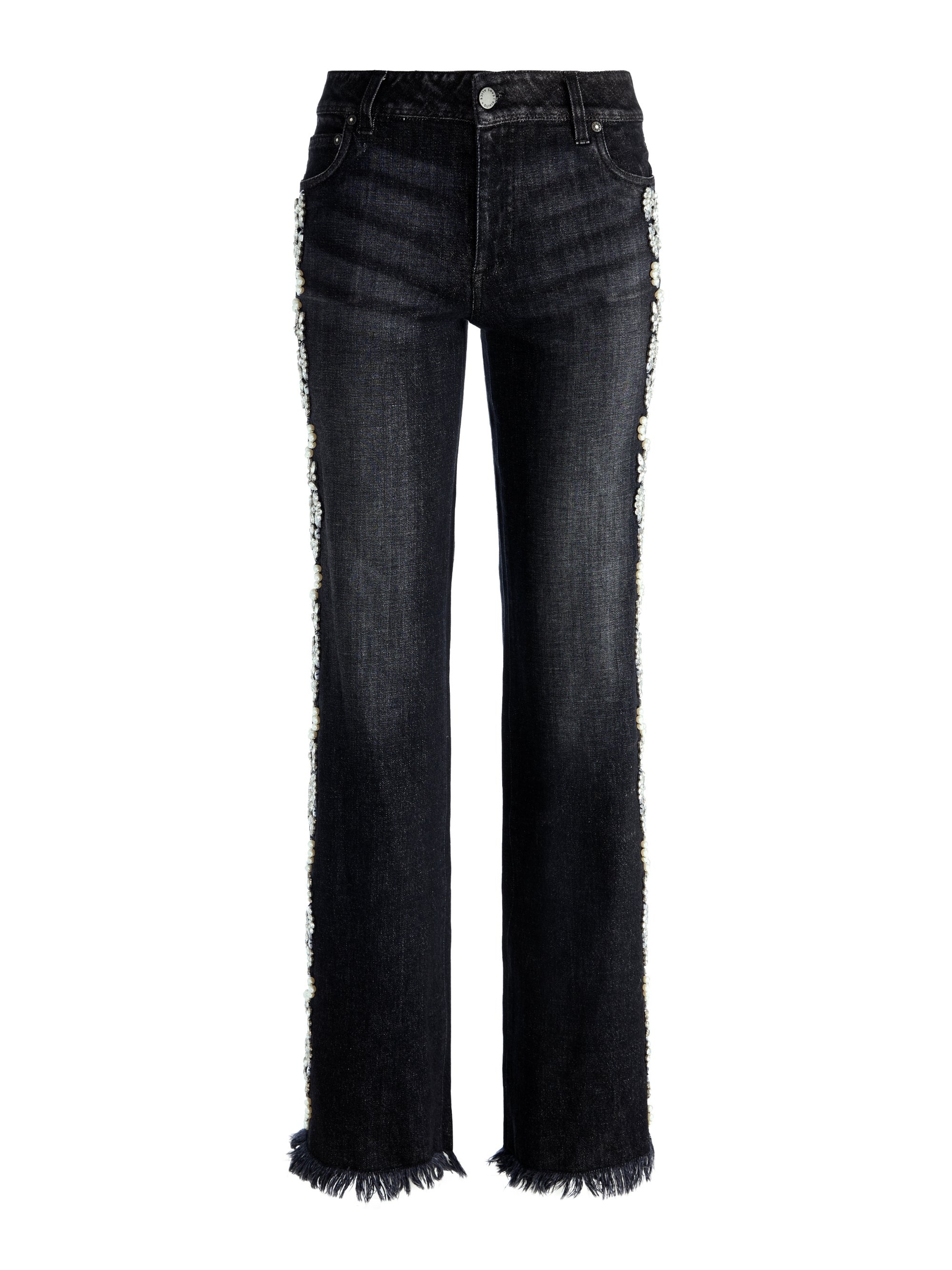 ROXIE EMBELLISHED LOW RISE STRAIGHT FLARE JEAN - 1