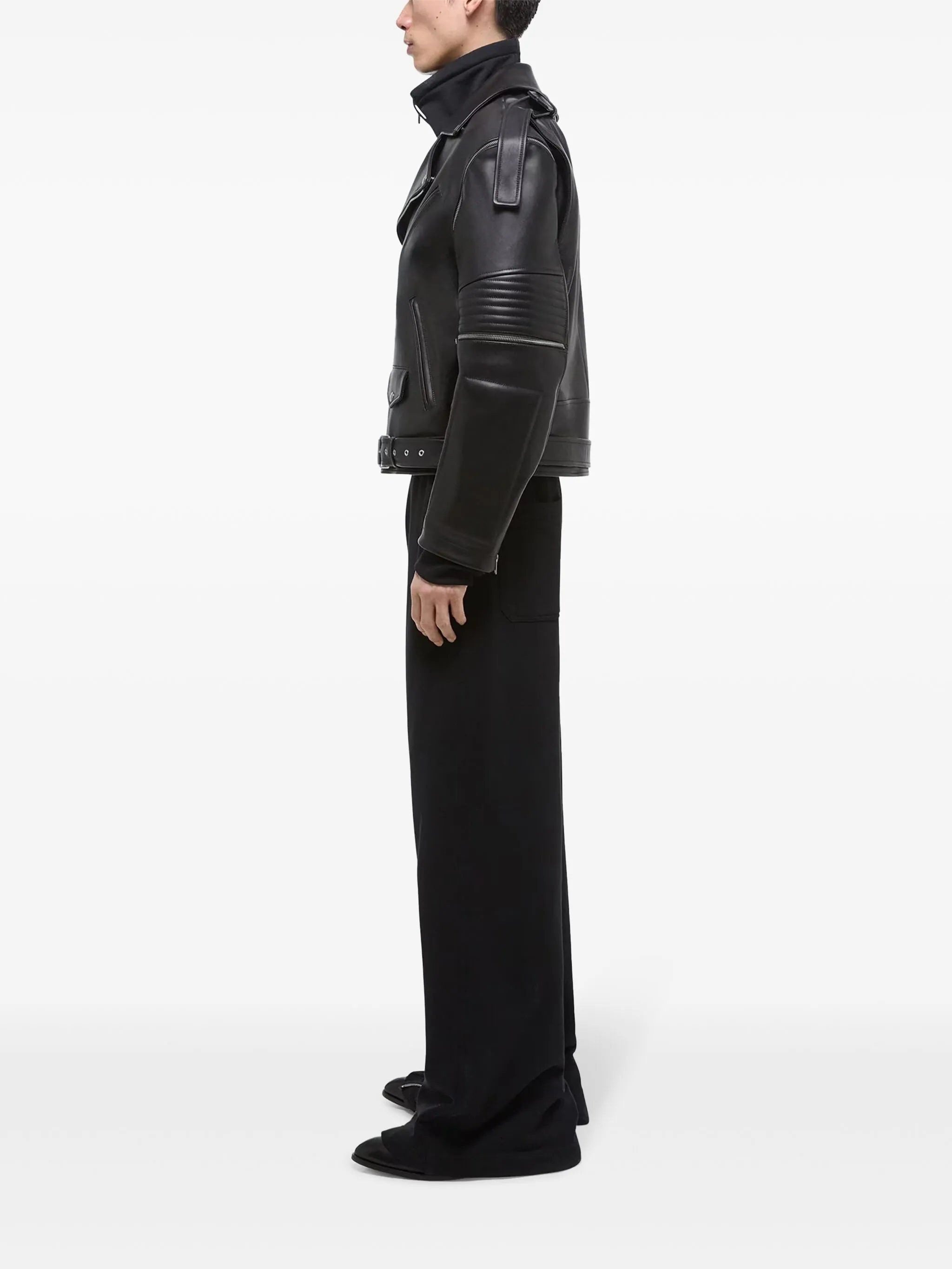 BELTED LEATHER BIKER JACKET - 3
