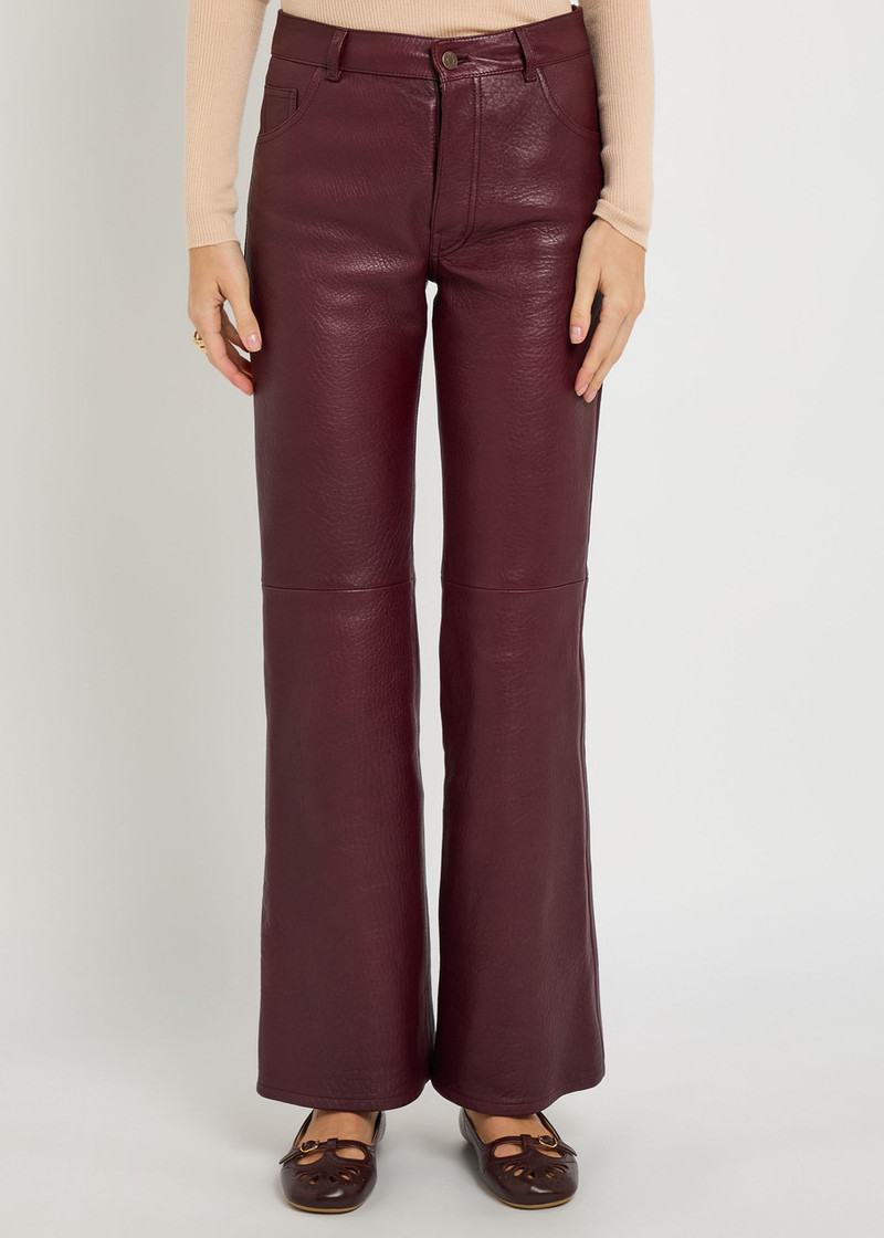 Chloé Chloe Flared-leg Grained Leather Trousers outlook
