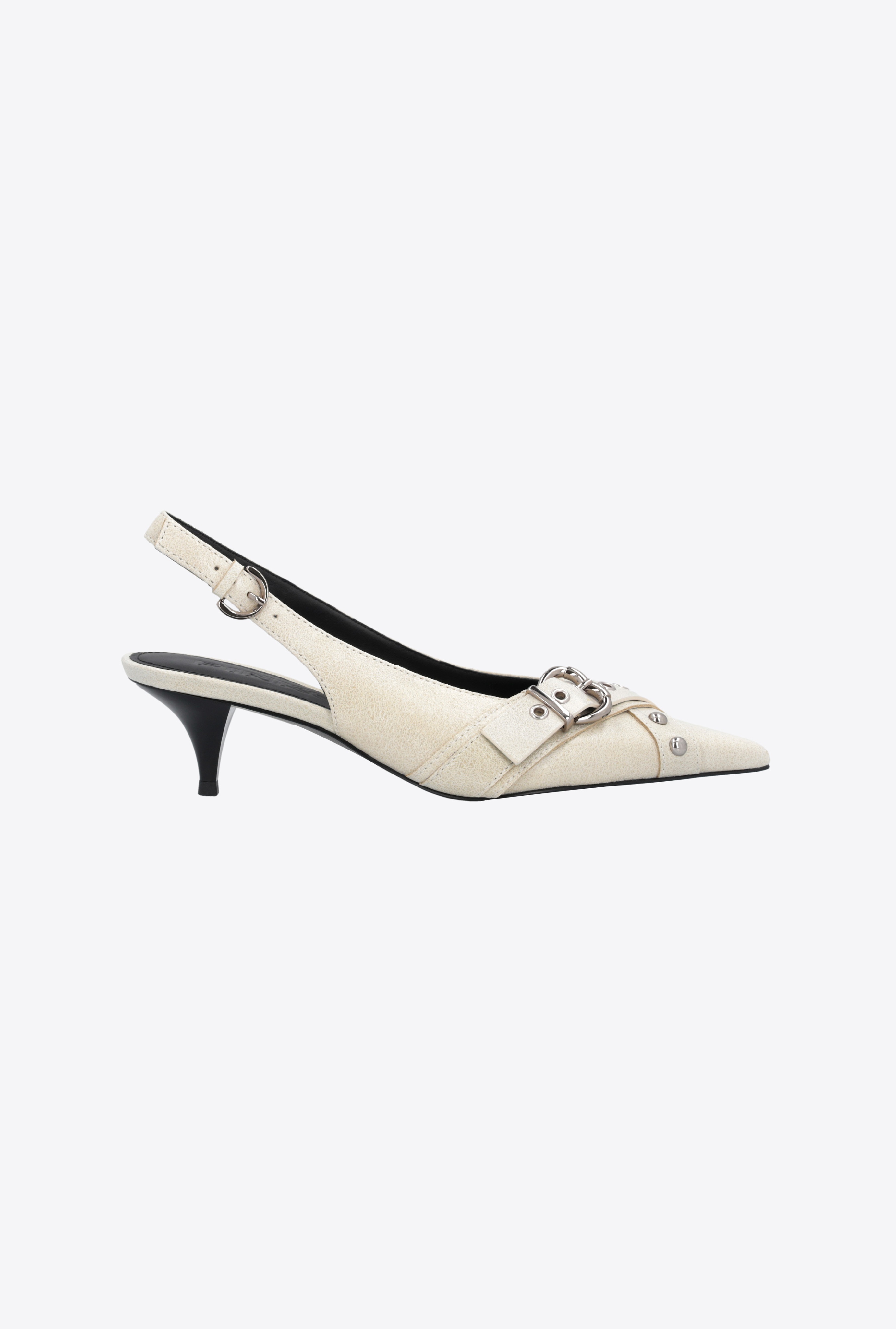HEELED LEATHER SLINGBACKS WITH BUCKLE - 1