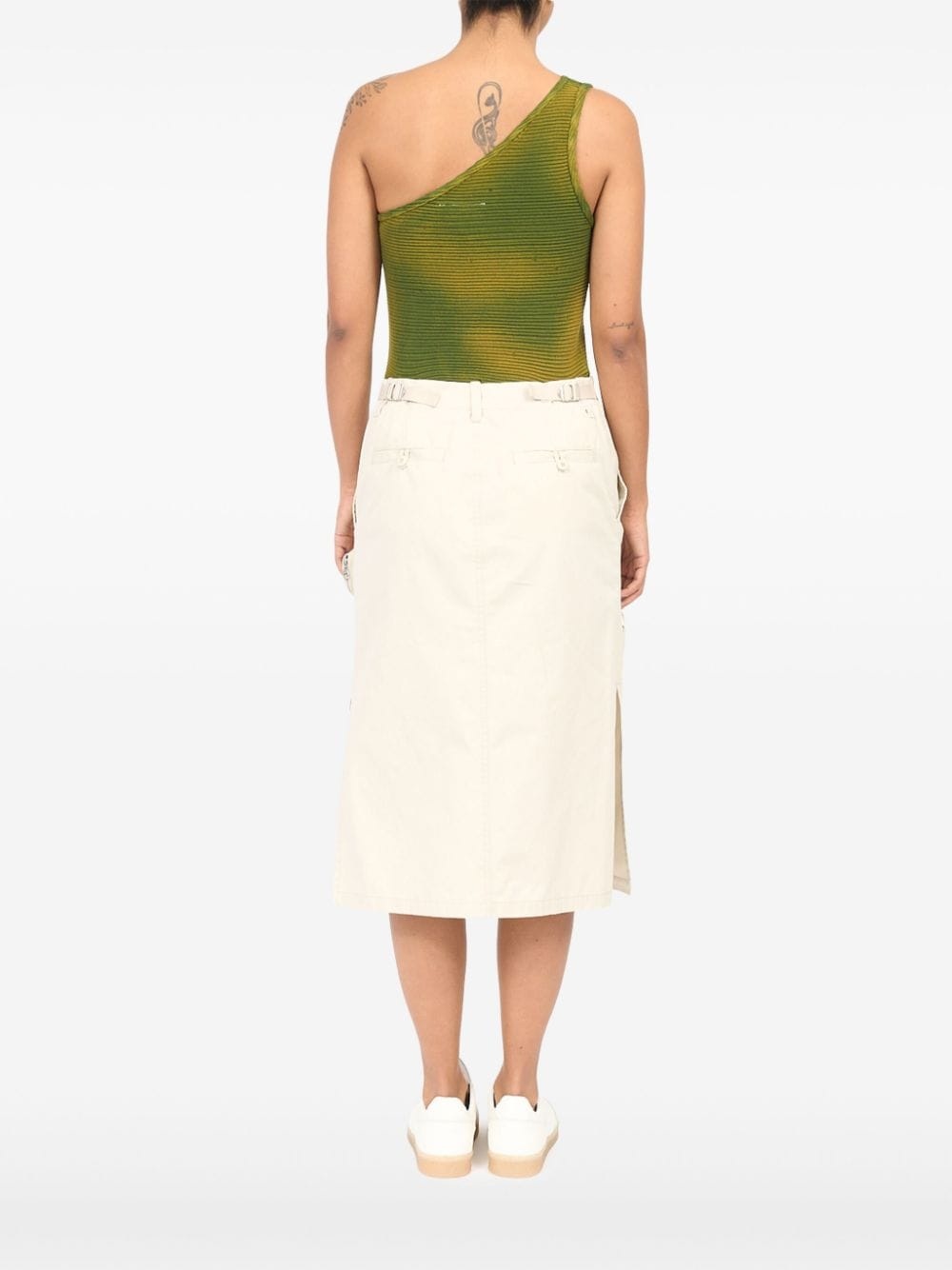 cotton gabardine midi cargo skirt - 4